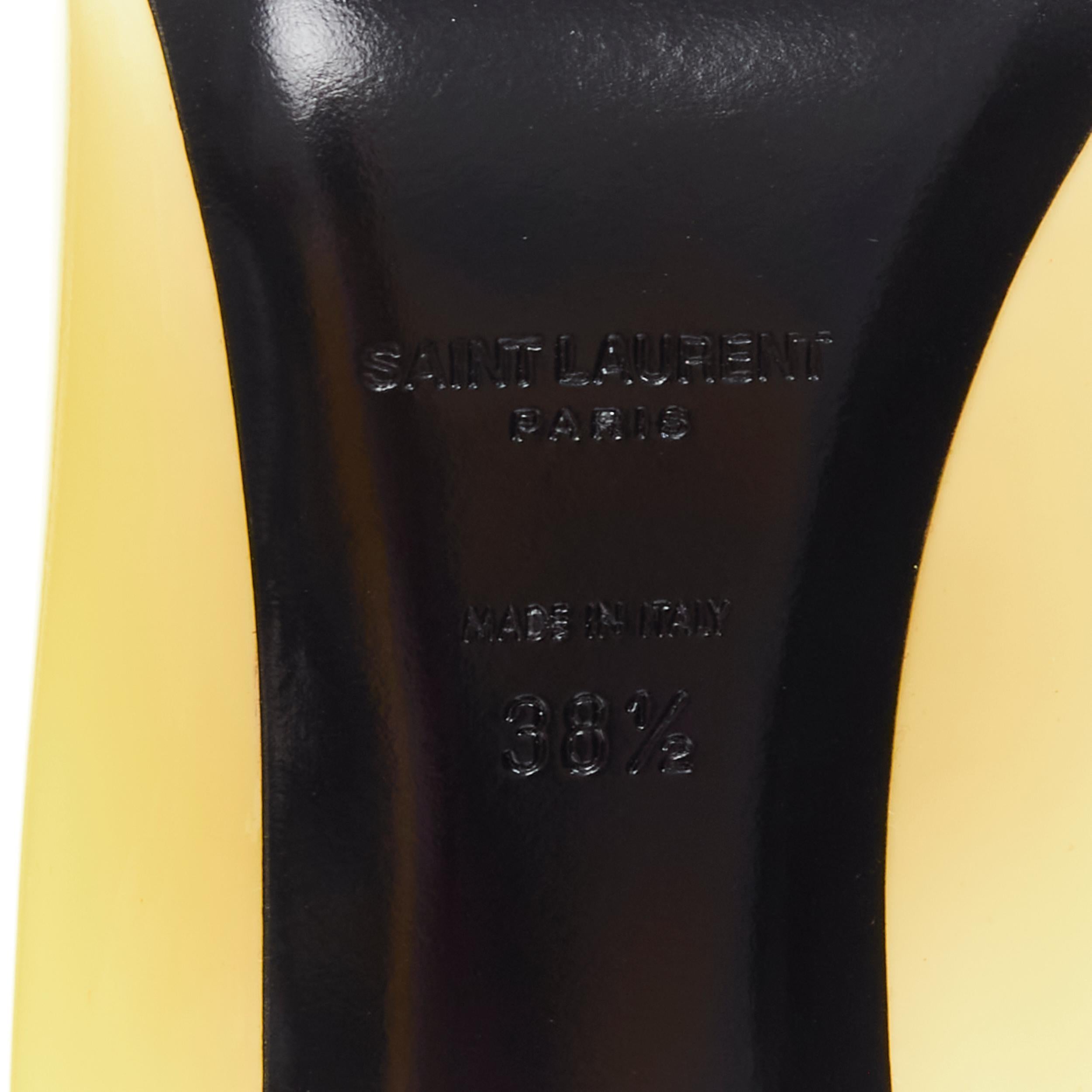 new SAINT LAURENT cream beige patent leather point toe low vamp bootie EU38.5 3