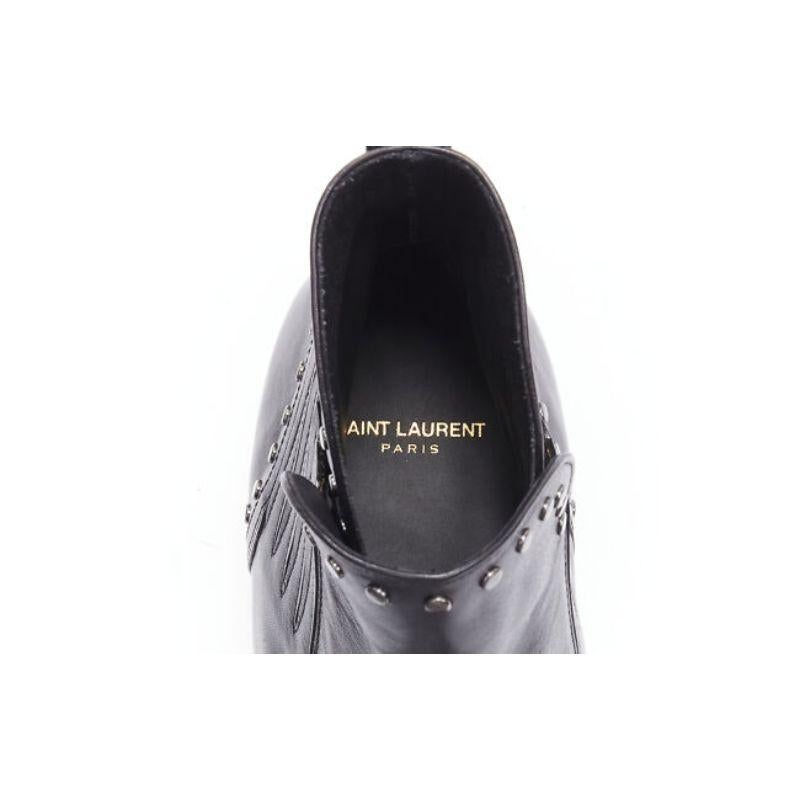new SAINT LAURENT Dakota 50 black leather studded western ankle boot EU42 7