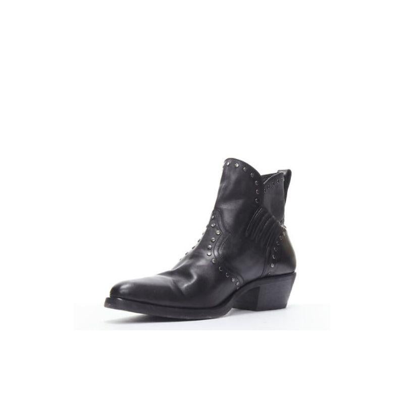 Men's new SAINT LAURENT Dakota 50 black leather studded western ankle boot EU42