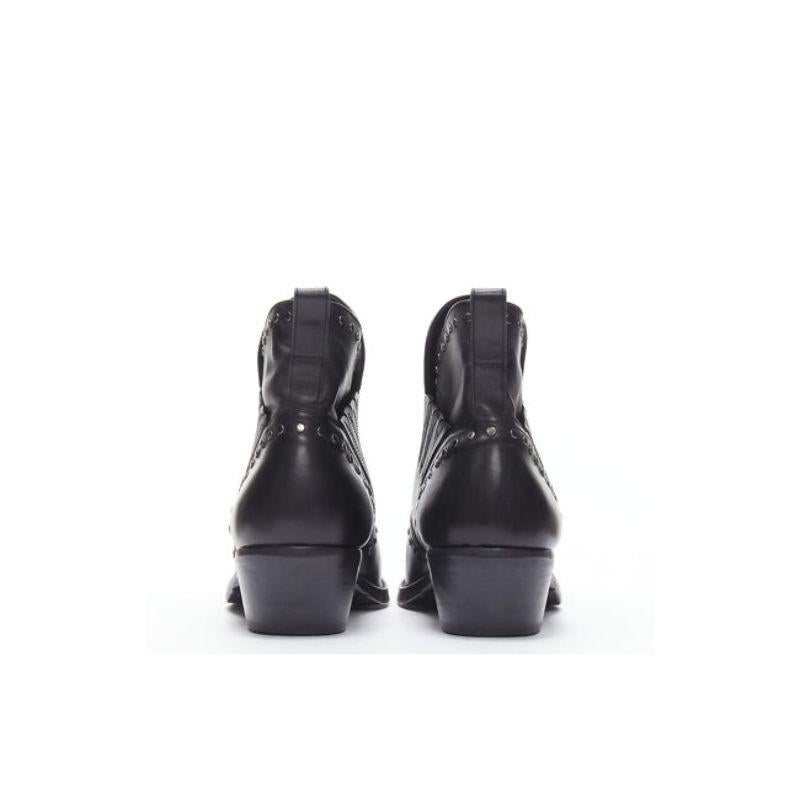 new SAINT LAURENT Dakota 50 black leather studded western ankle boot EU42 1