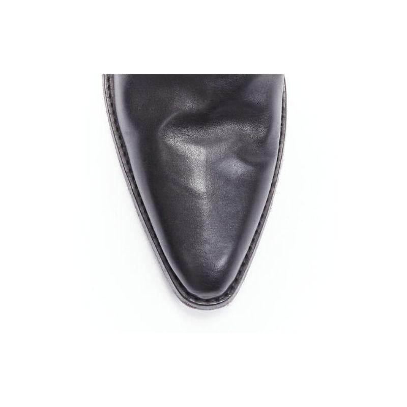 new SAINT LAURENT Dakota 50 black leather studded western ankle boot EU42 2