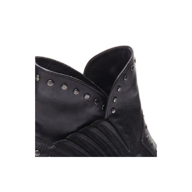 new SAINT LAURENT Dakota 50 black leather studded western ankle boot EU42 5