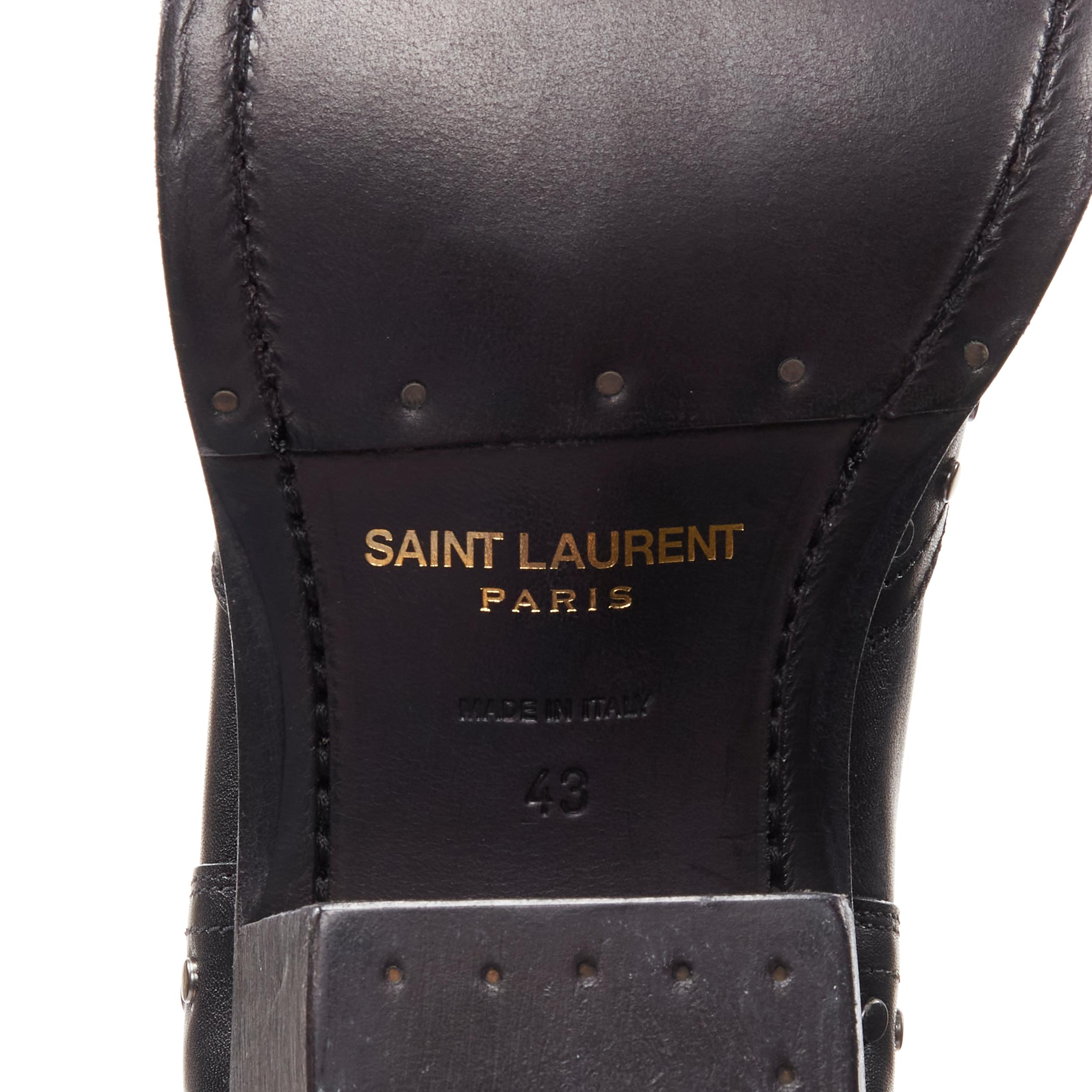 new SAINT LAURENT Dakota 50 black leather studded western ankle boot EU43 5