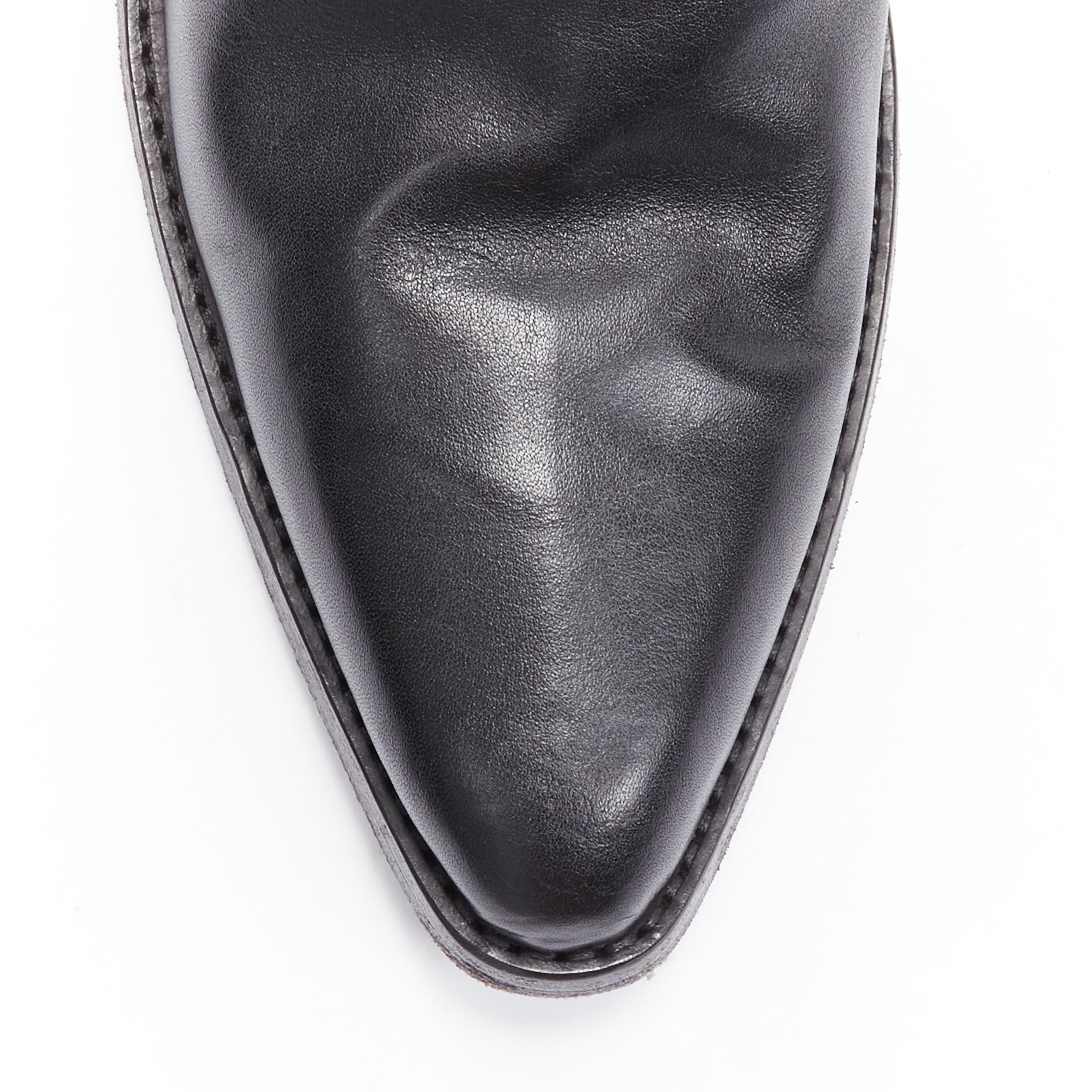 Black new SAINT LAURENT Dakota 50 black leather studded western ankle boot EU43
