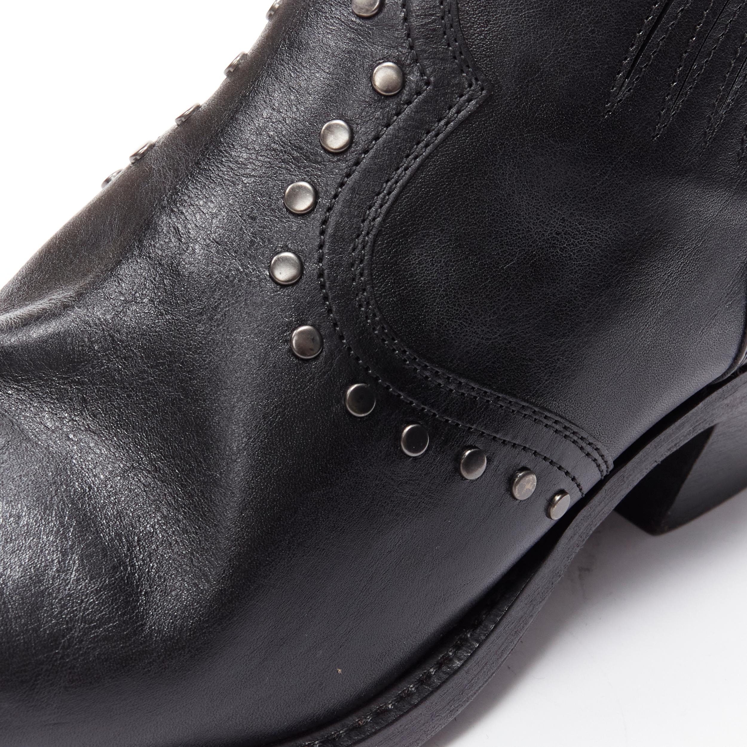 Men's new SAINT LAURENT Dakota 50 black leather studded western ankle boot EU43
