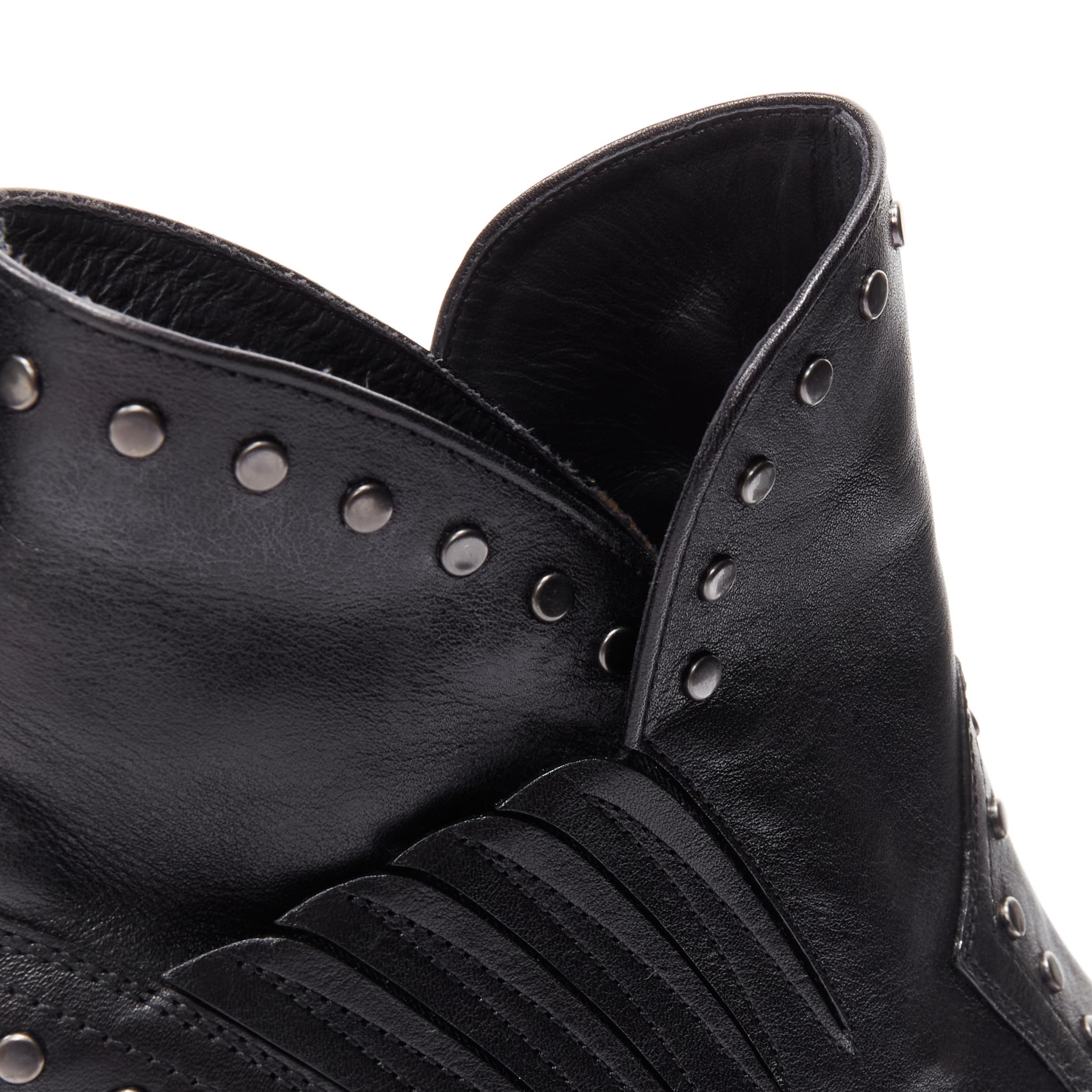 new SAINT LAURENT Dakota 50 black leather studded western ankle boot EU43 2