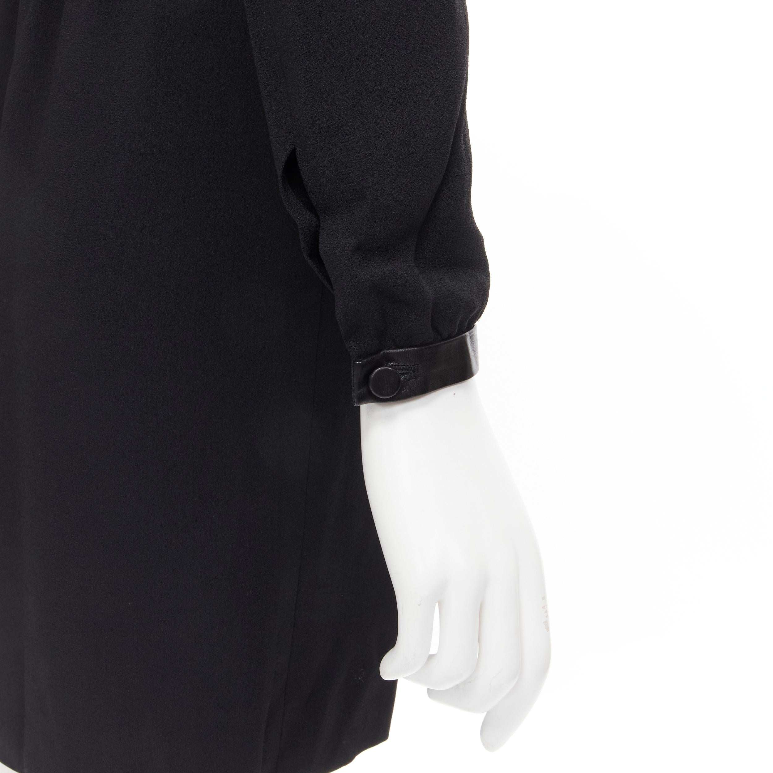 new SAINT LAURENT Hedi Slimane 2013 black leather lace ruffle collar A-line  For Sale 4