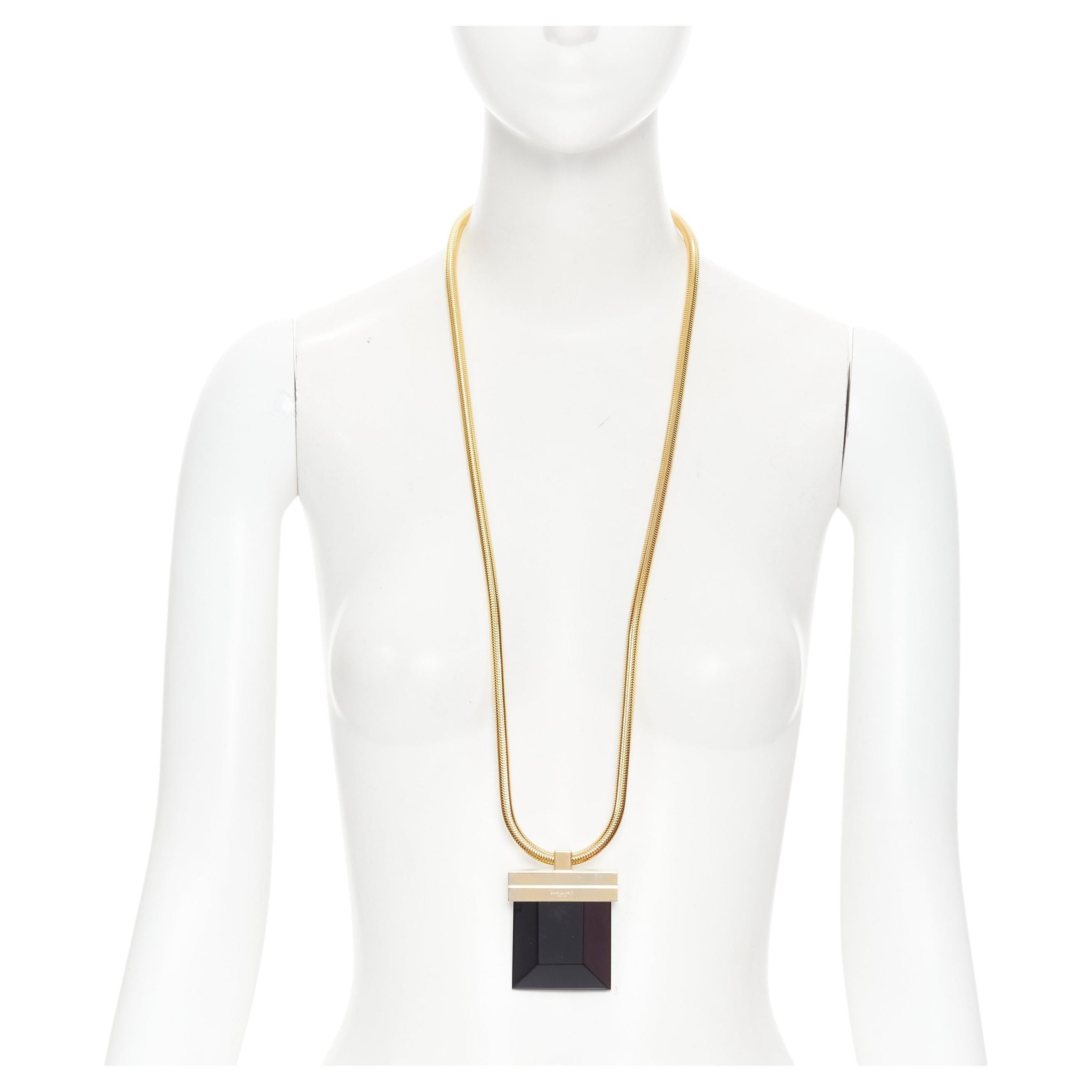 new SAINT LAURENT Hedi Slimane 2013 Opium runway black Onyx stone gold necklace