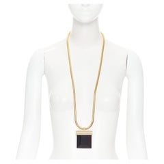 new SAINT LAURENT Hedi Slimane 2013 Opium runway black Onyx stone gold necklace