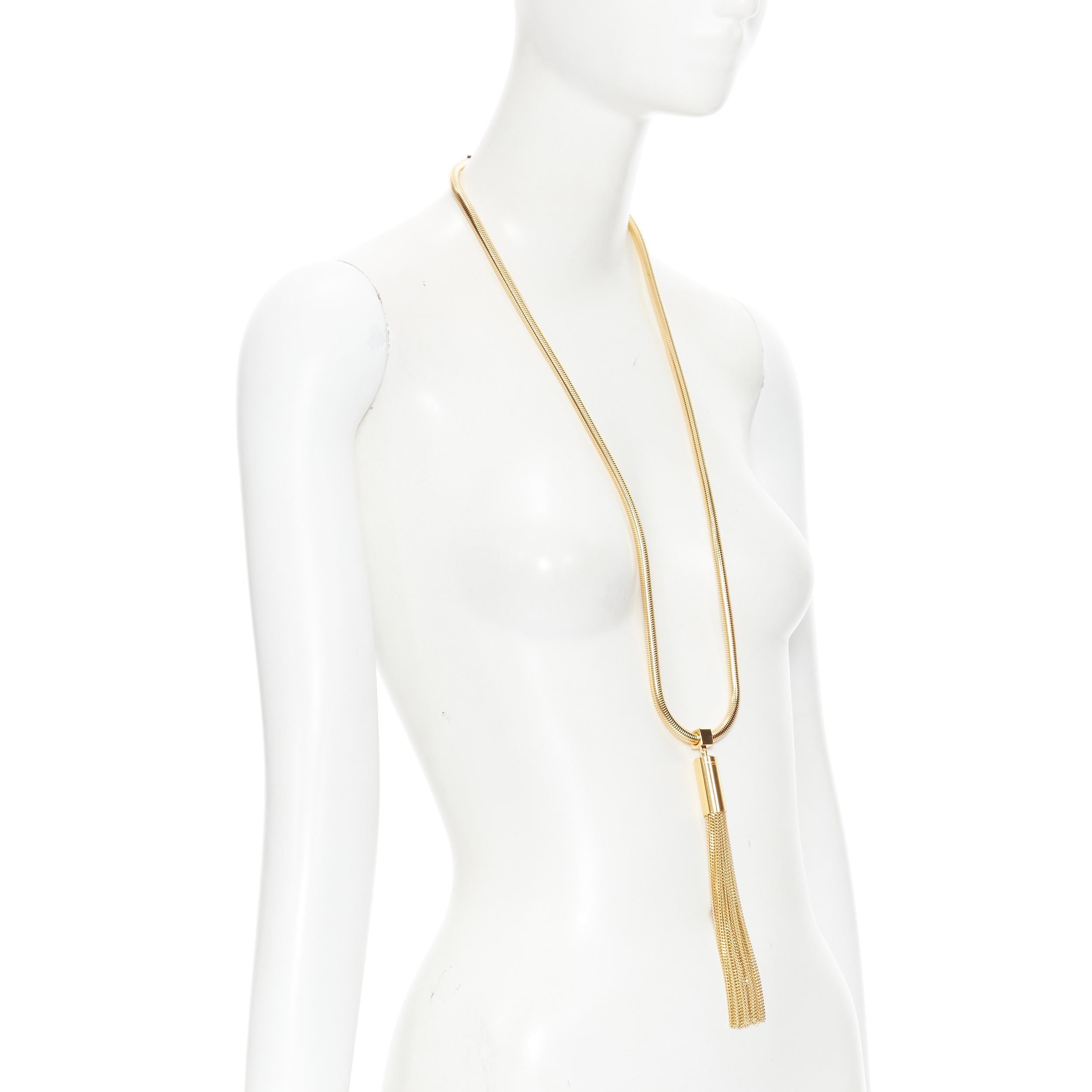 SAINT LAURENT Hedi Slimane 2013 Laufsteg Opium-Deco-Halskette mit goldener Quaste (Grau) im Angebot