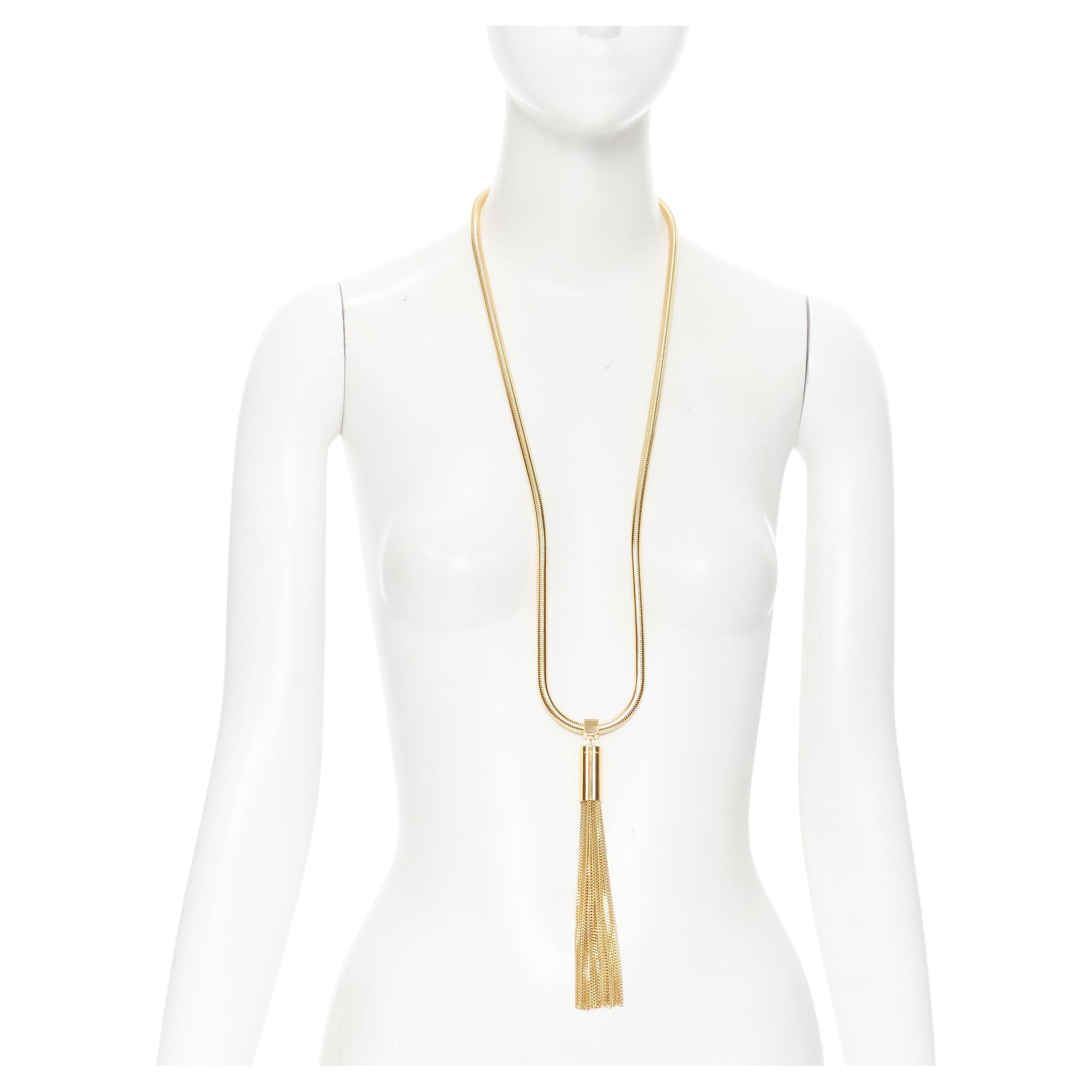 new SAINT LAURENT Hedi Slimane 2013 Runway Opium Deco gold tassel necklace For Sale