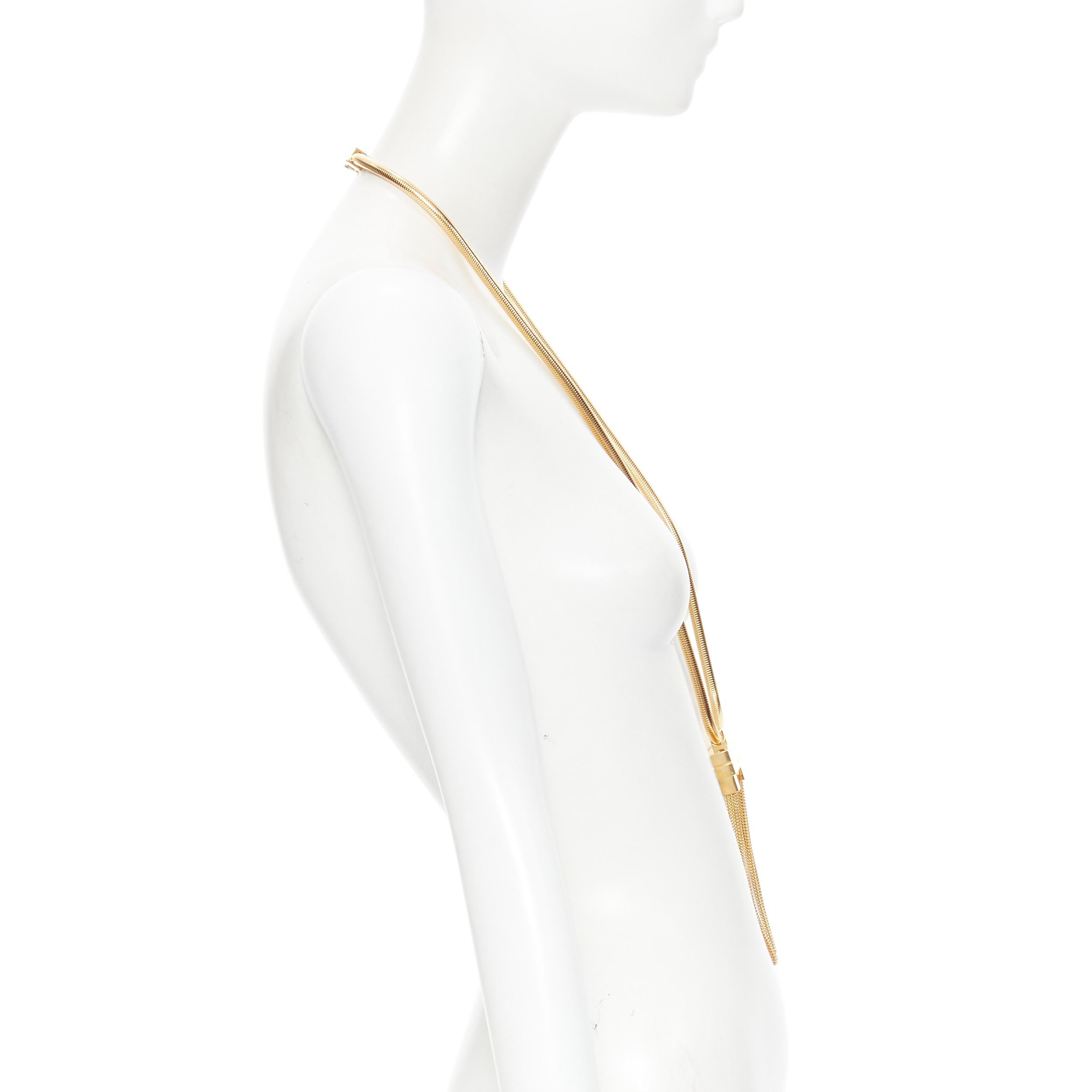 Women's new SAINT LAURENT Hedi Slimane 2013 Runway Opium gold double tassel necklace