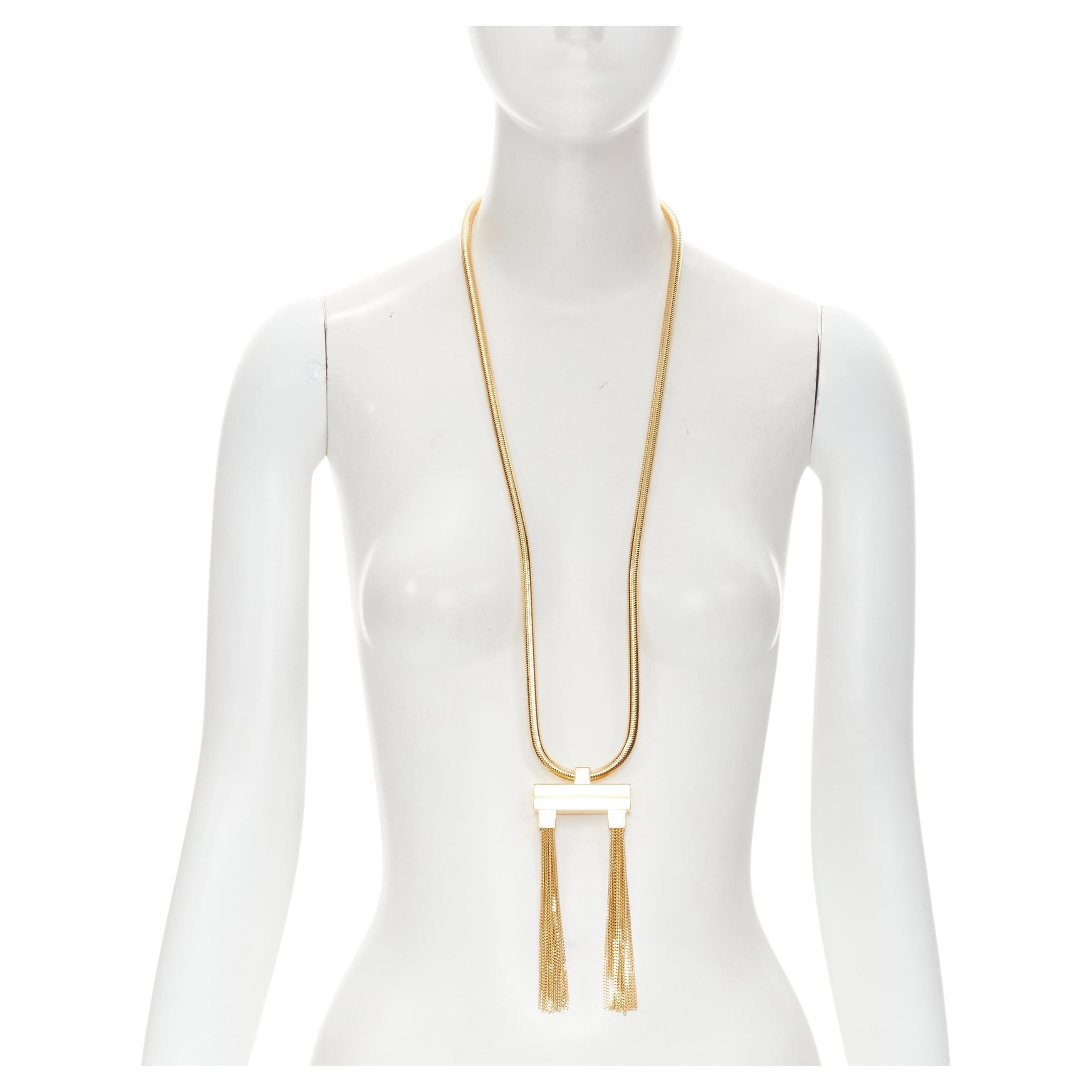 new SAINT LAURENT Hedi Slimane 2013 Runway Opium gold double tassel necklace For Sale