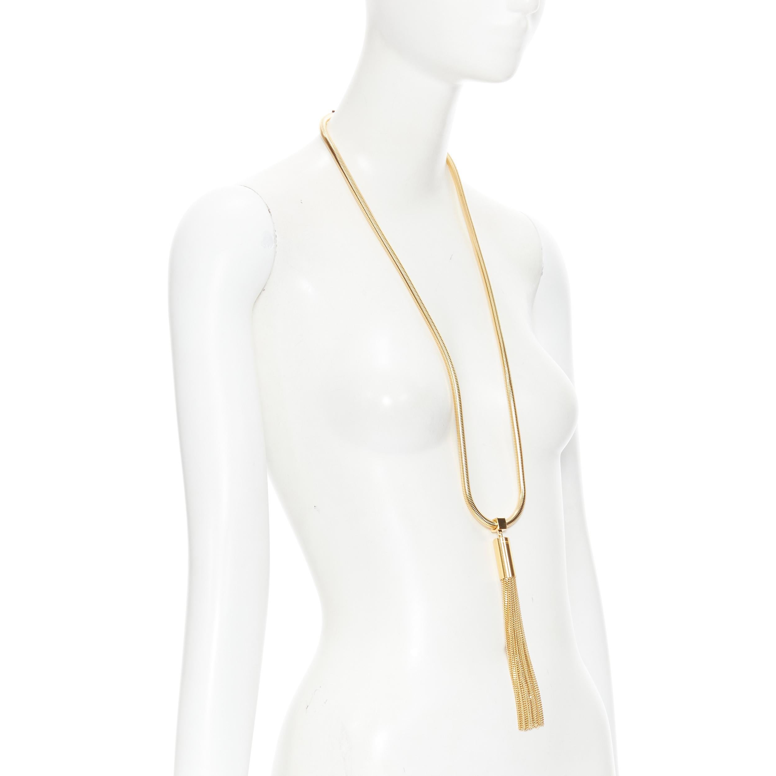 Gray new SAINT LAURENT Hedi Slimane 2013 Runway Opium gold tassel coil necklace