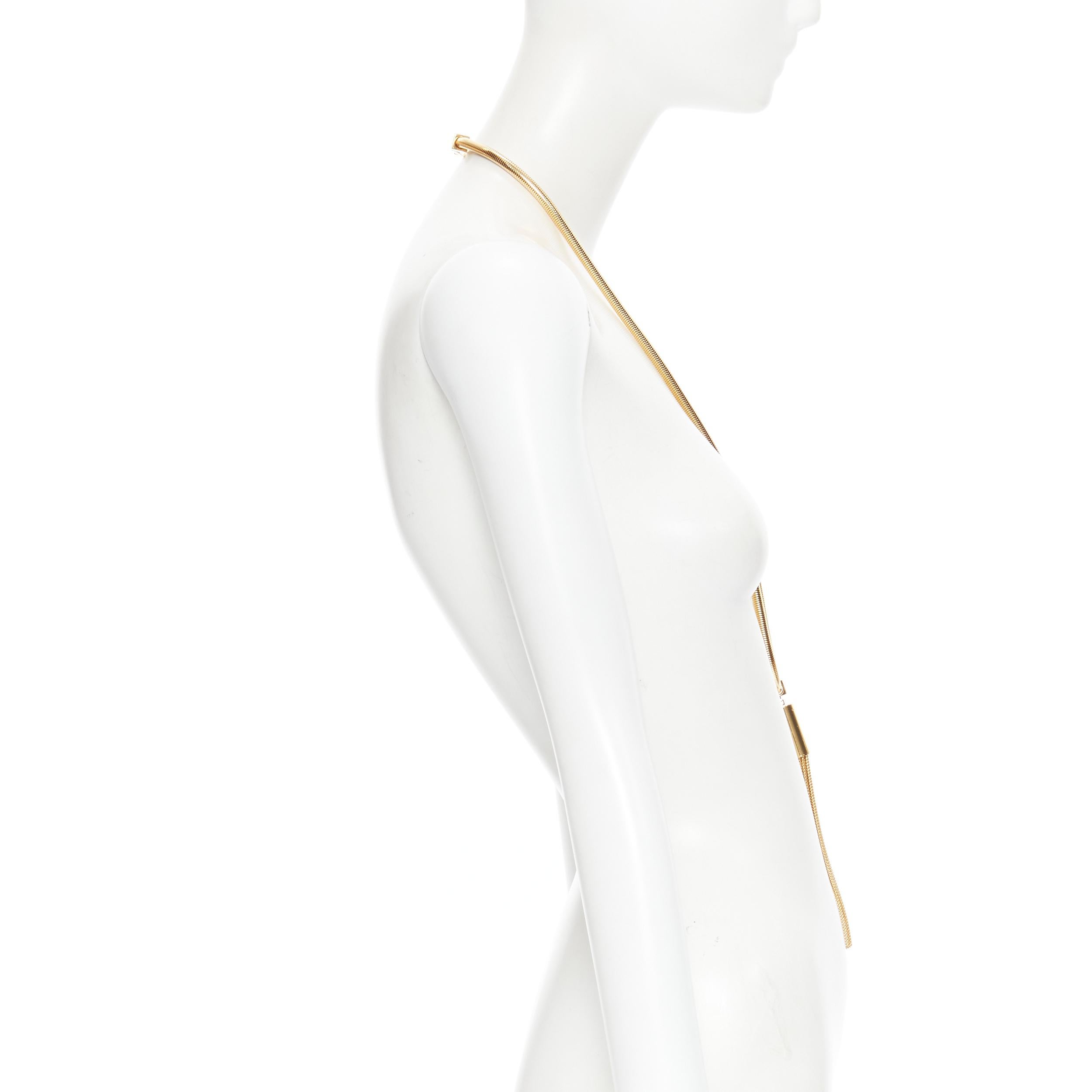 Women's new SAINT LAURENT Hedi Slimane 2013 Runway Opium gold tassel coil necklace