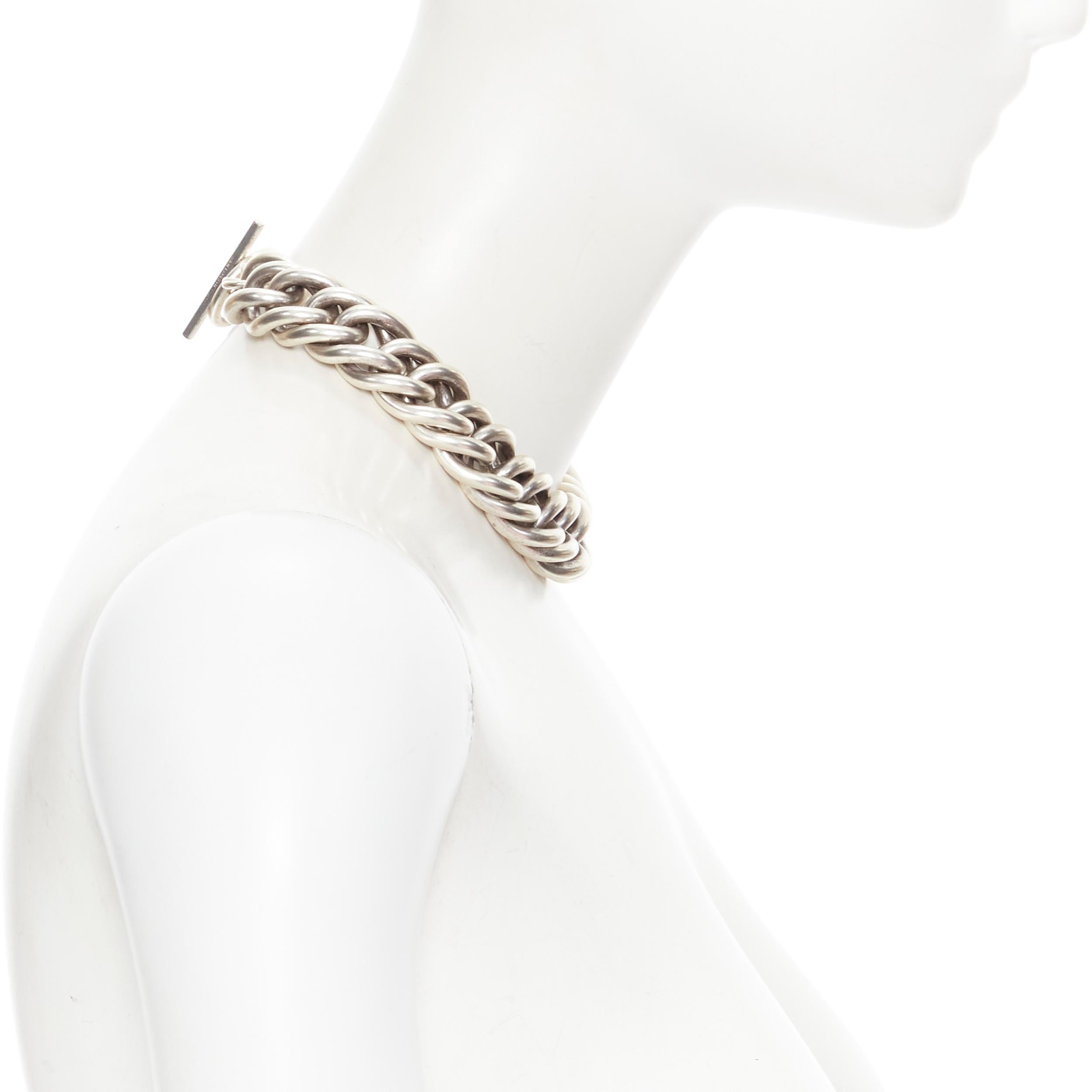 Women's new SAINT LAURENT Hedi Slimane 2015 Runway antique silver chunky punk necklace
