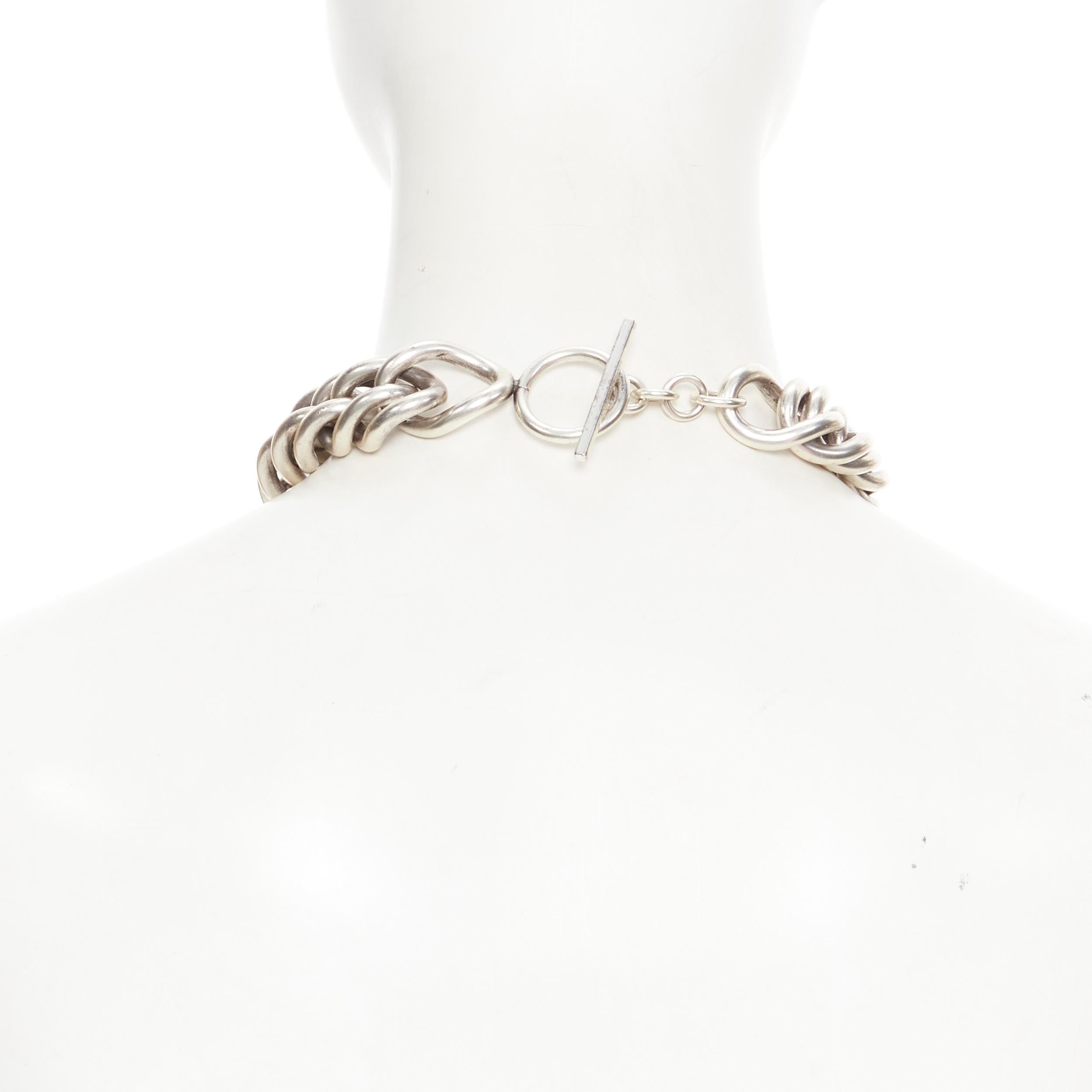 new SAINT LAURENT Hedi Slimane 2015 Runway antique silver chunky punk necklace 1