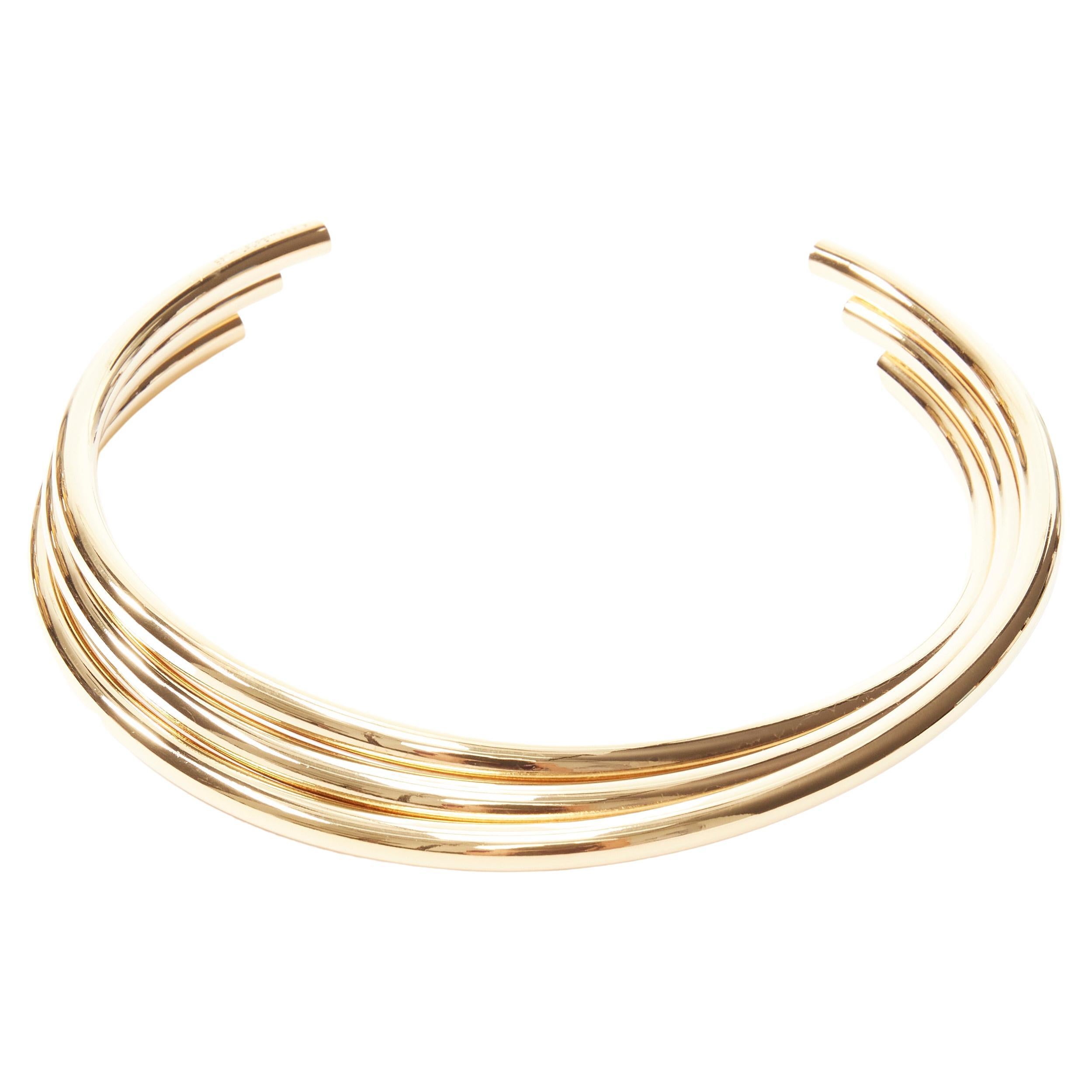 new SAINT LAURENT Hedi Slimane gold triple bar twisted choker necklace
