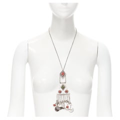 nouveau SAINT LAURENT Hedi Slimane Marrakech collier médaillon pièce de monnaie en argent vieilli