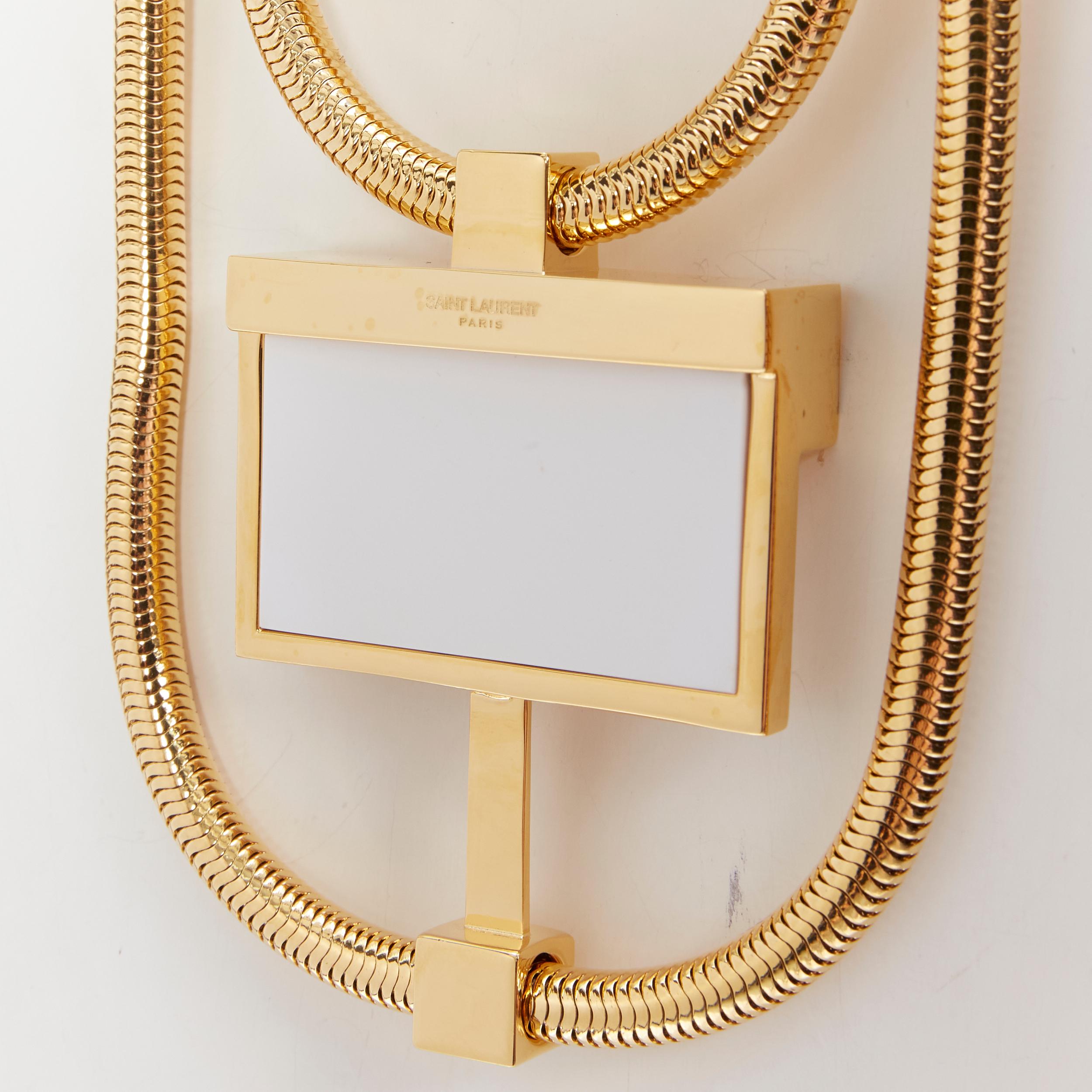 Women's new SAINT LAURENT Hedi Slimane Opium white stone pendent coil chain necklace