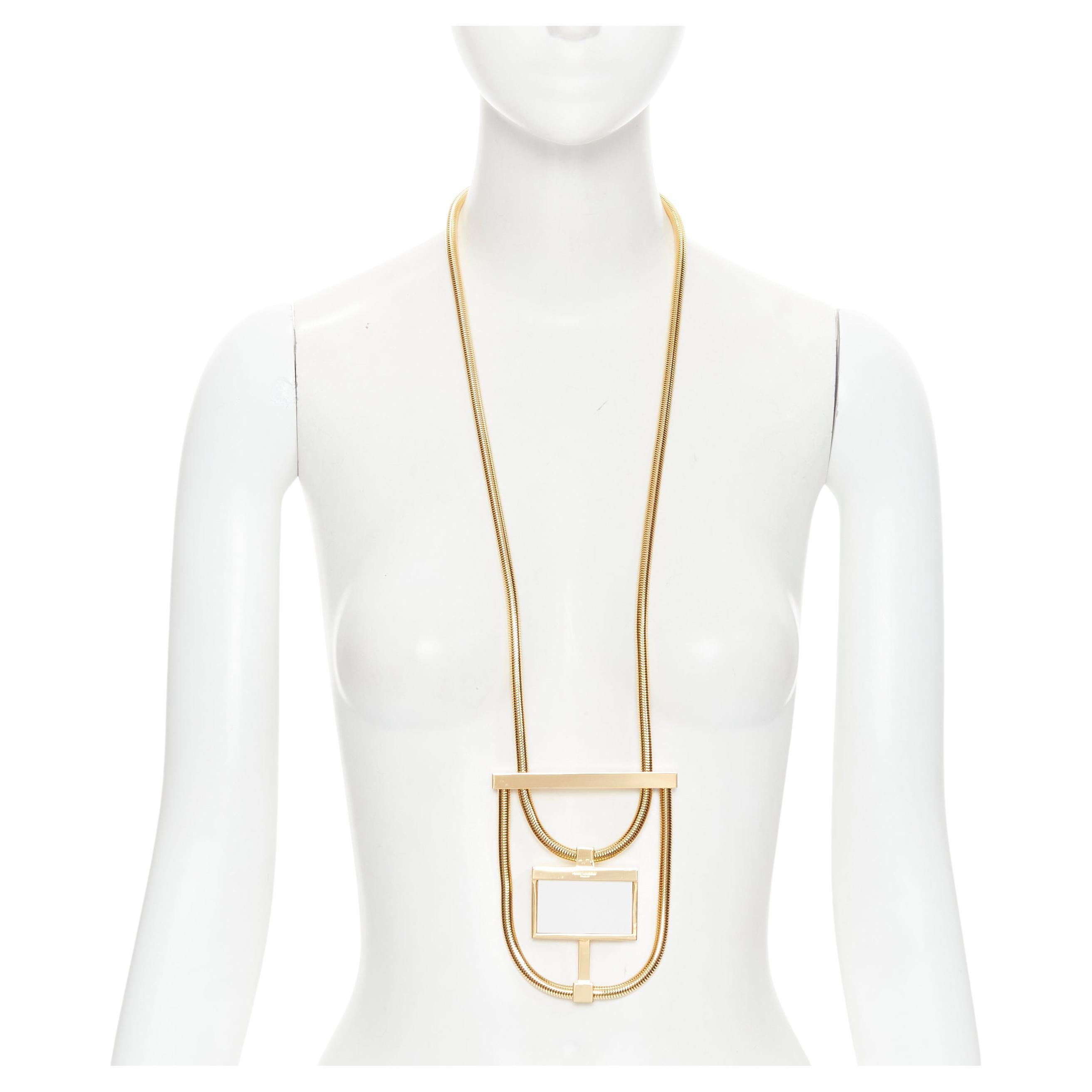 new SAINT LAURENT Hedi Slimane Opium white stone pendent coil chain necklace For Sale