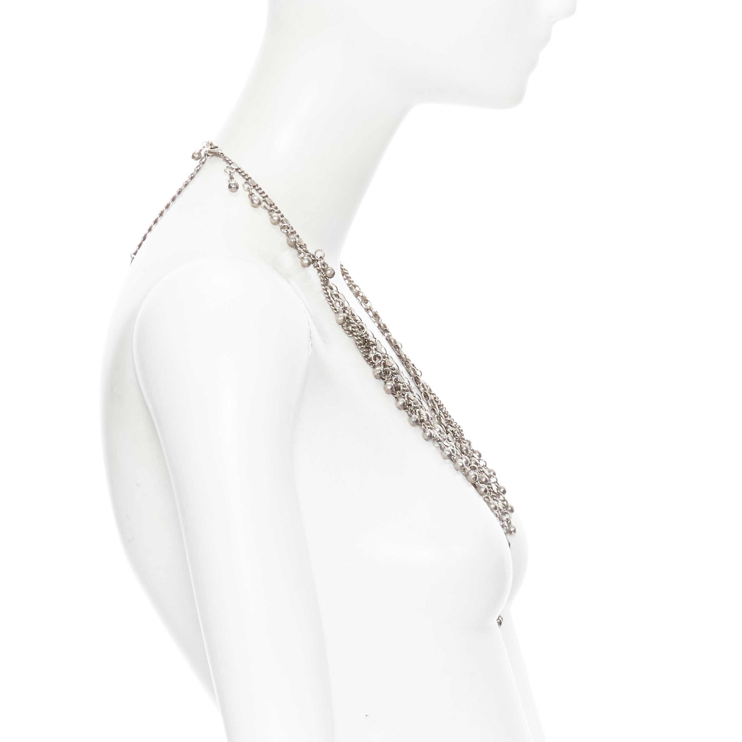 Women's new SAINT LAURENT Marrakech antique silver ballchnky charm statement necklace For Sale