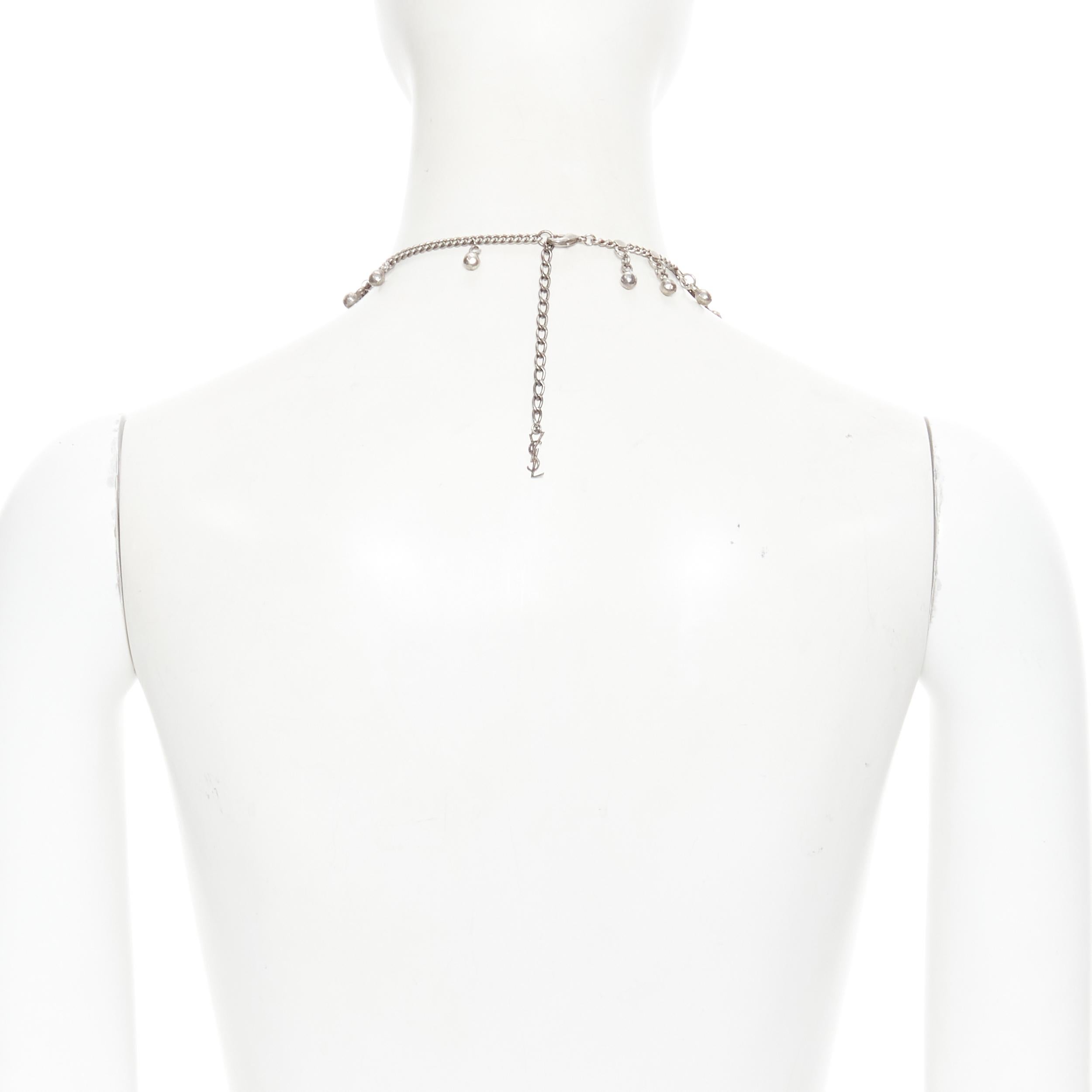 new SAINT LAURENT Marrakech antique silver ballchnky charm statement necklace For Sale 1
