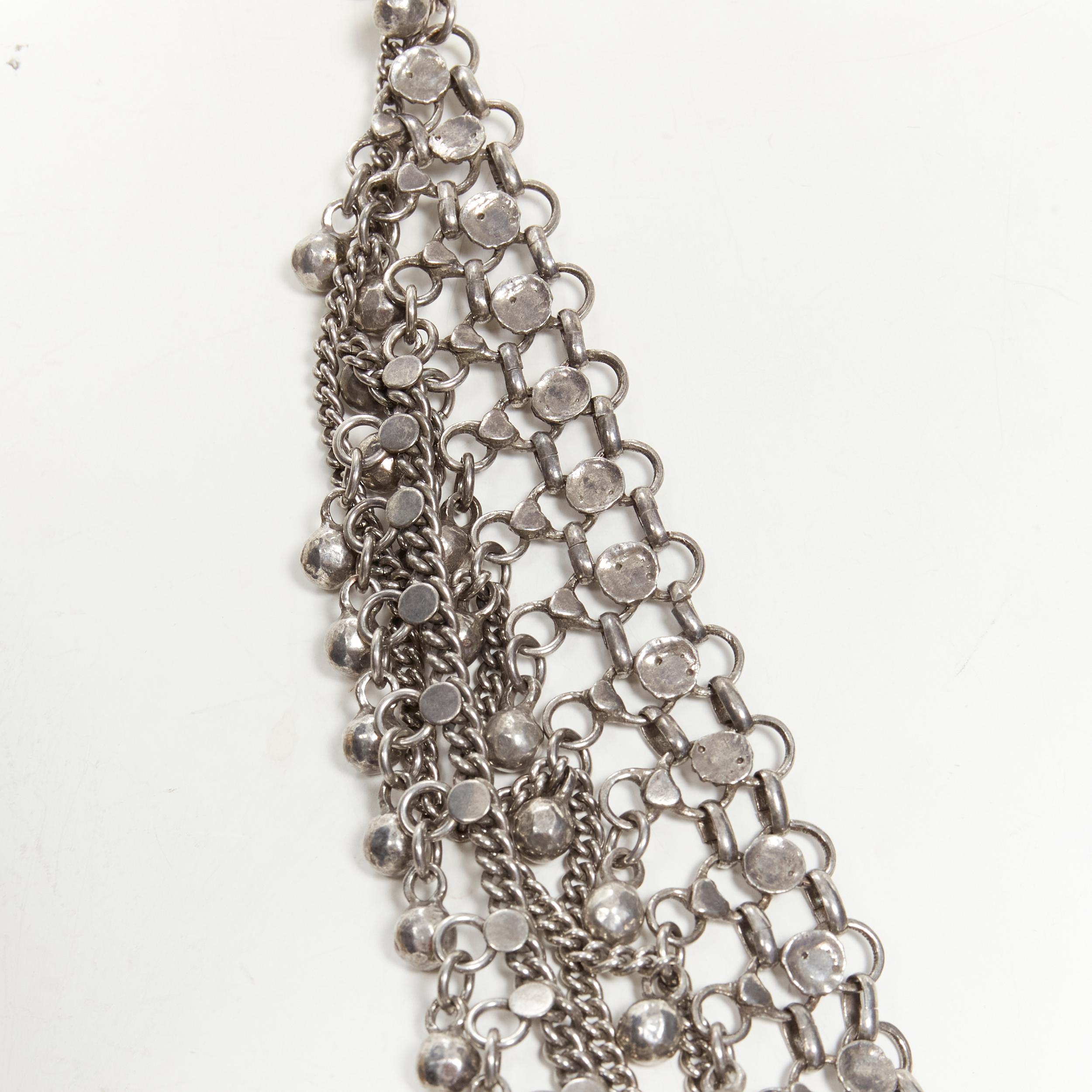 new SAINT LAURENT Marrakech antique silver ballchnky charm statement necklace For Sale 3