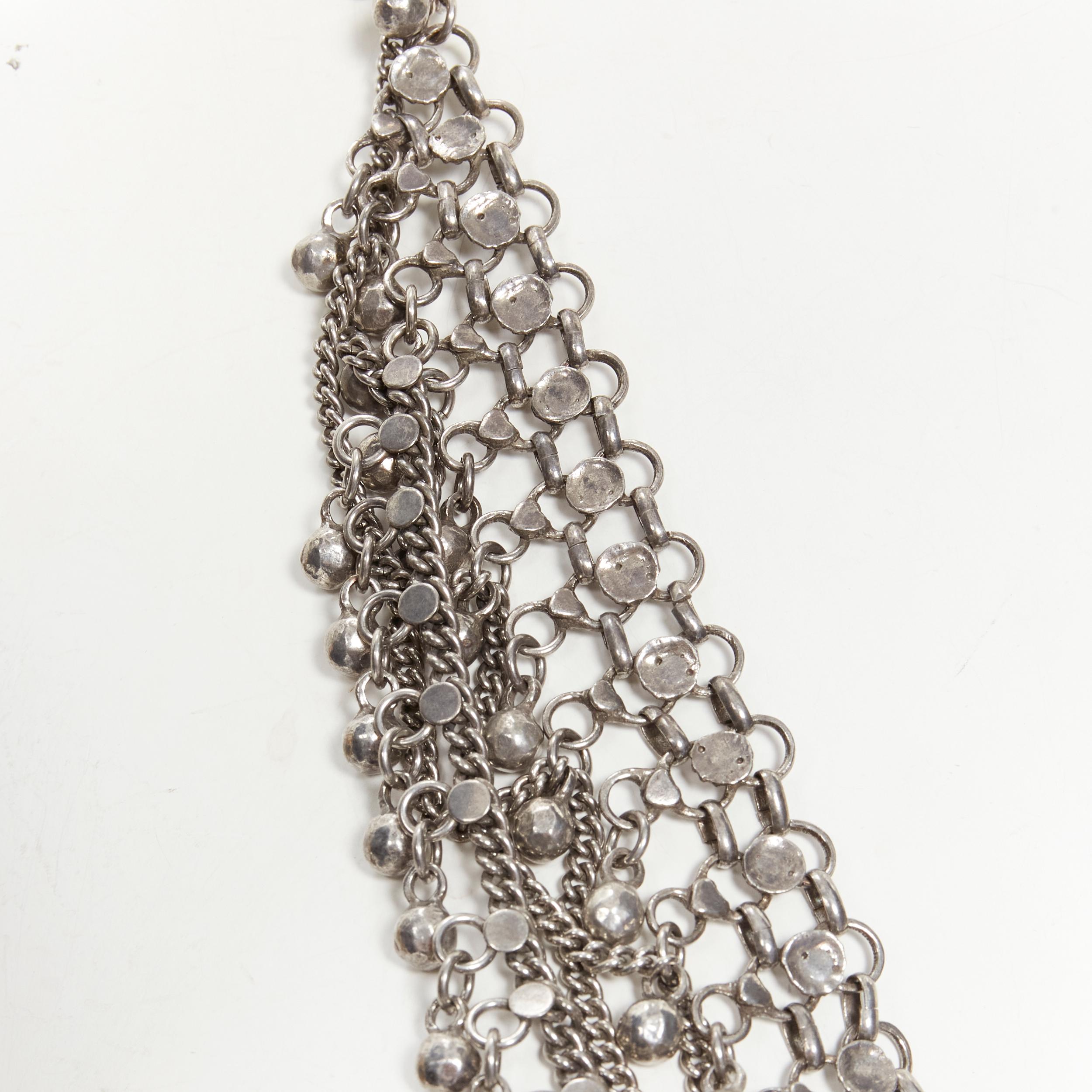 new SAINT LAURENT Marrakech antique silver ballchnky charm statement necklace 3