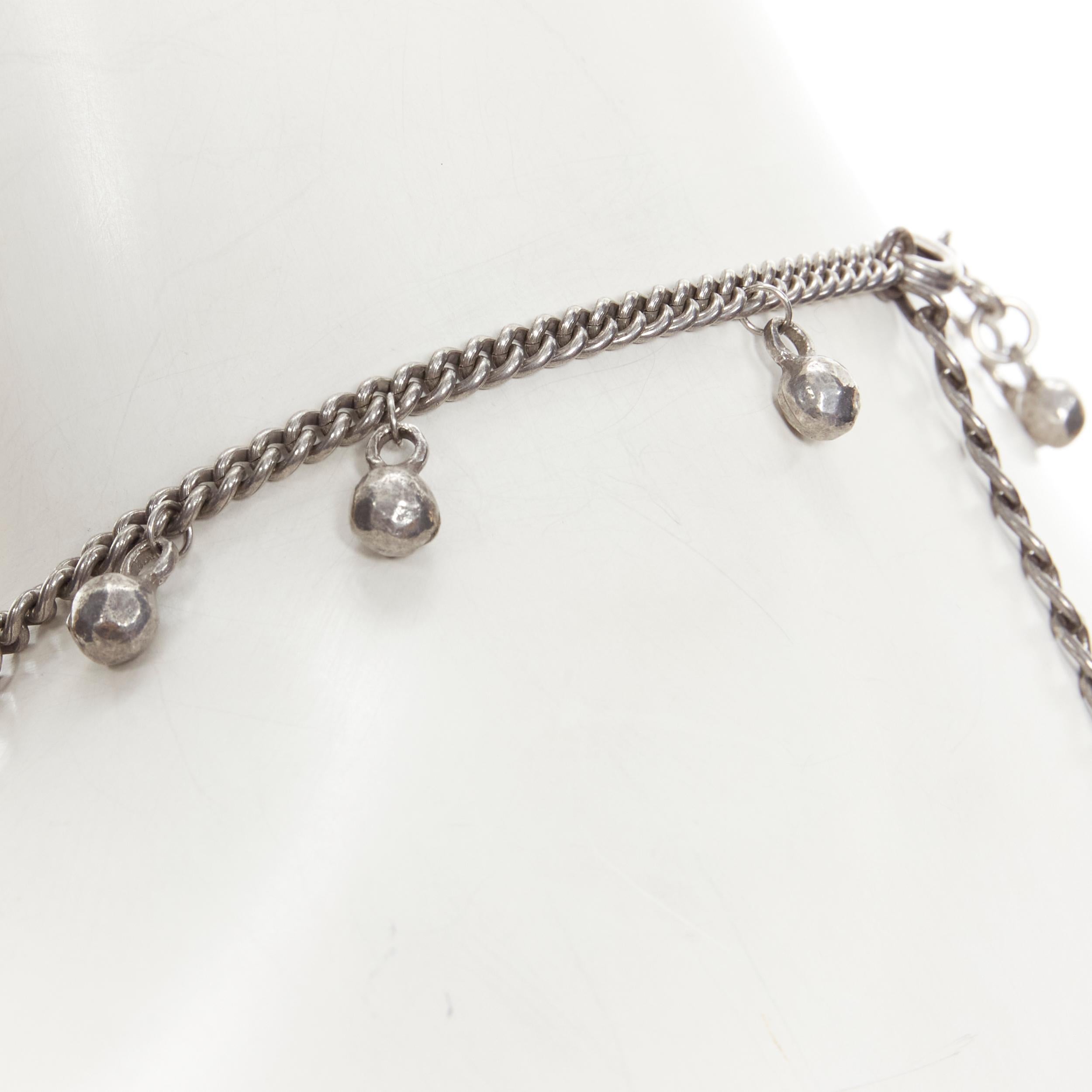 new SAINT LAURENT Marrakech antique silver ballchnky charm statement necklace For Sale 4