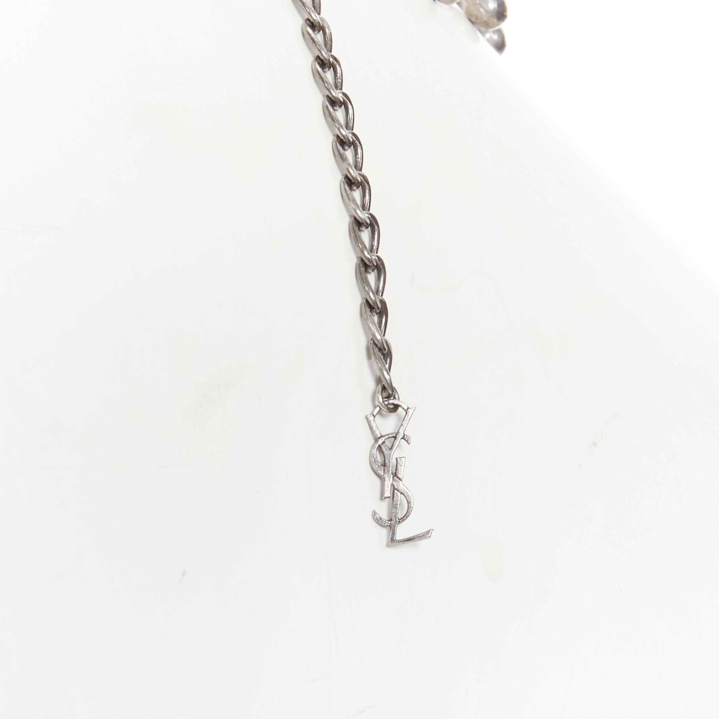 new SAINT LAURENT Marrakech antique silver ballchnky charm statement necklace For Sale 5