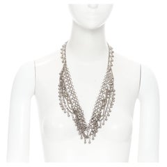 new SAINT LAURENT Marrakech antique silver ballchnky charm statement necklace