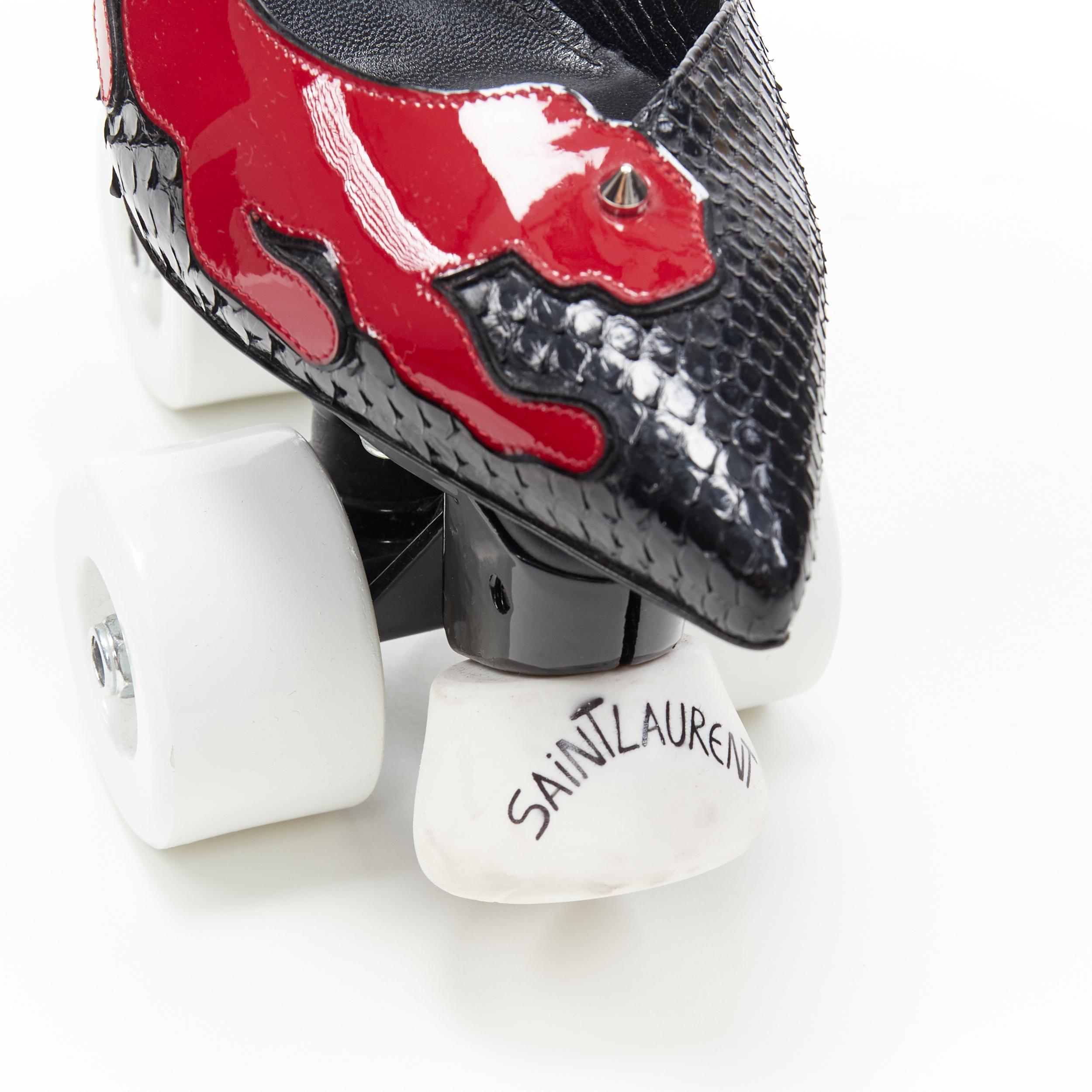 Women's new SAINT LAURENT Roller Skate Heel black velvet strass crystal embellished EU40