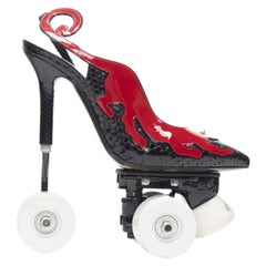new SAINT LAURENT Roller Skate Heel black velvet strass crystal embellished EU40