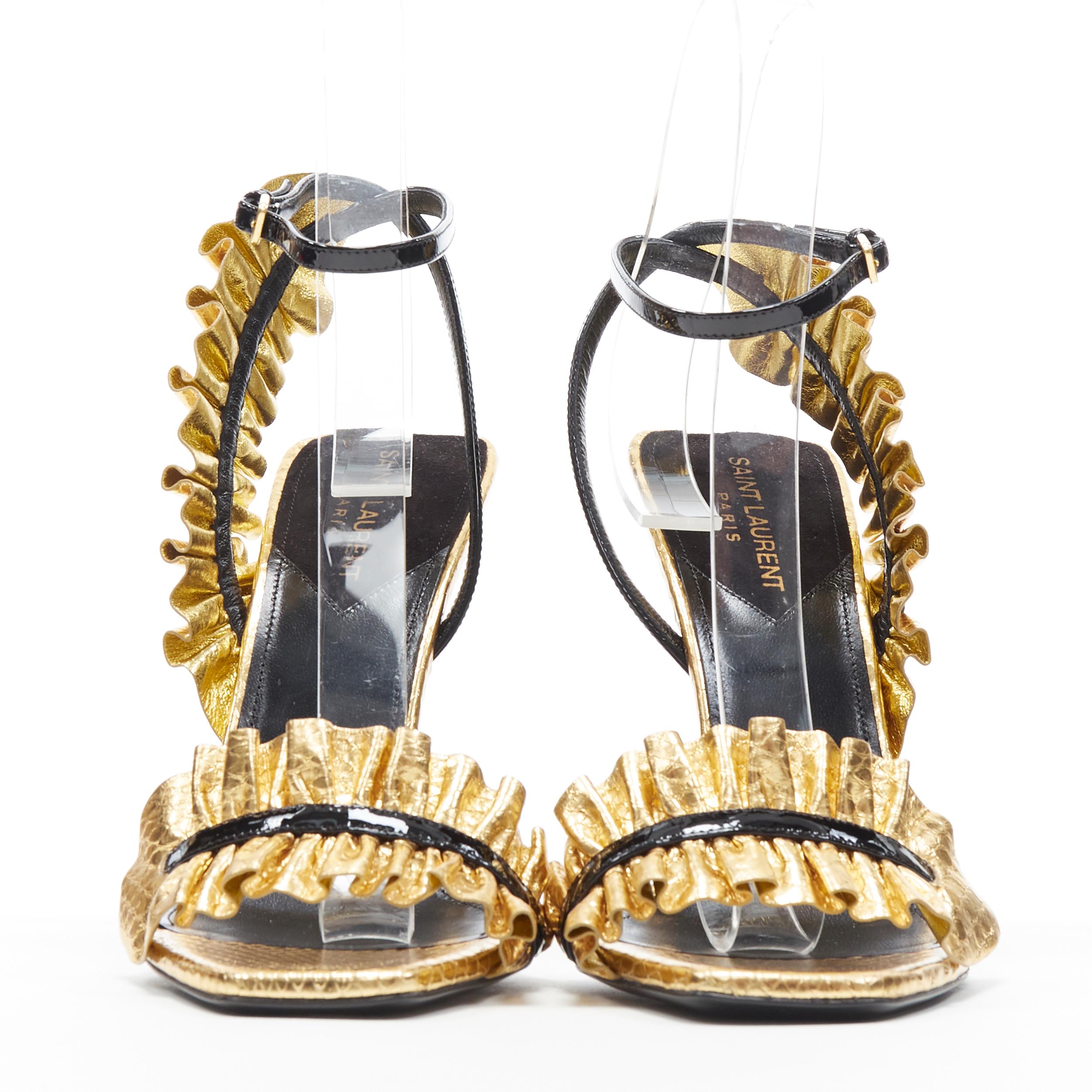 gold ruffle heels