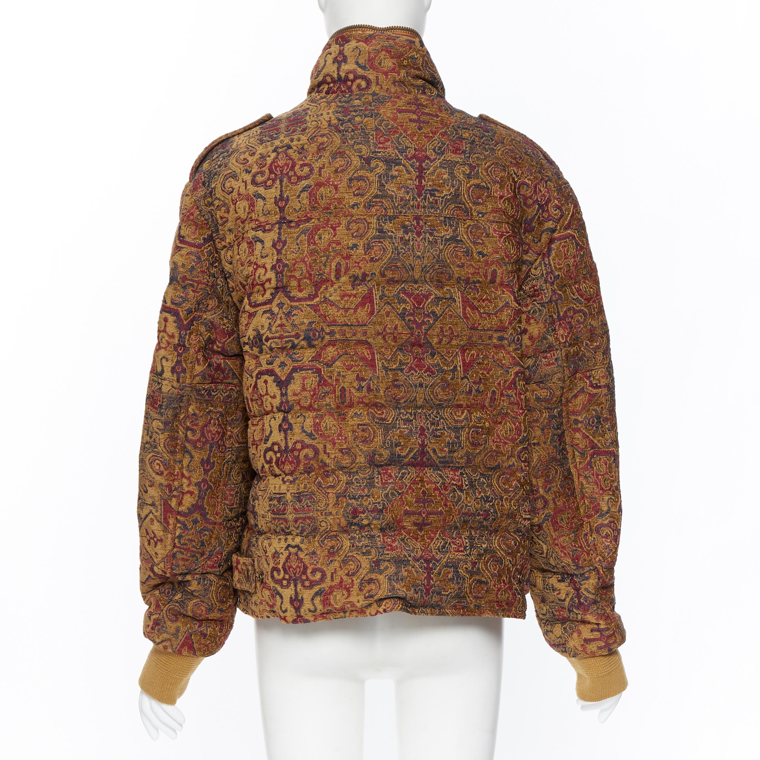 nuevo SAINT LAURENT Pasarela tapiz étnico jacquard pluma de ganso chaqueta acolchada FR42 2