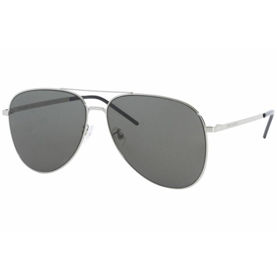 New Saint Laurent Silver Frame Grey Lens 60mm Aviator Sunglasses

Authenticity Guaranteed

DETAILS
Brand: Saint Laurent 
Gender: Unisex
Condition: Brand new
Category: Sunglasses
Frame Color: Silver
Lens Color: Grey

MEASUREMENTS
Frame: 60mm
Bridge: