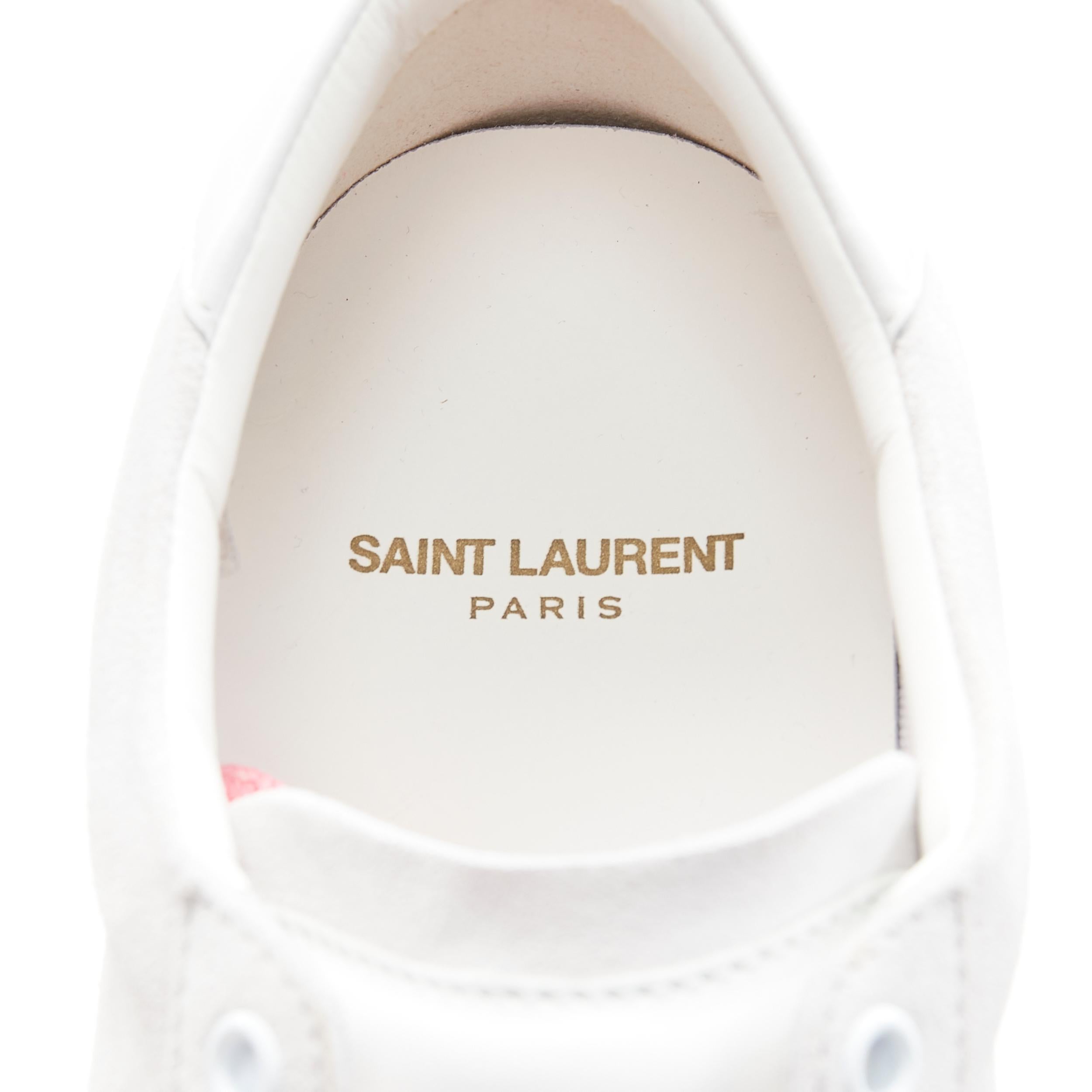 new SAINT LAURENT SL-06 grey suede pink laces logo embroidery low sneaker EU40 6
