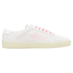 new SAINT LAURENT SL-06 grey suede pink laces logo embroidery low sneaker EU40