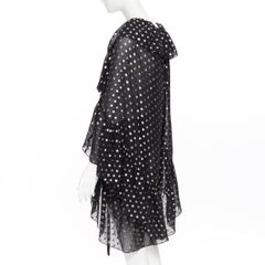 new SAINT LAURENT SS18 Runway black gold lurex polkadot ruffle silk cape FR40