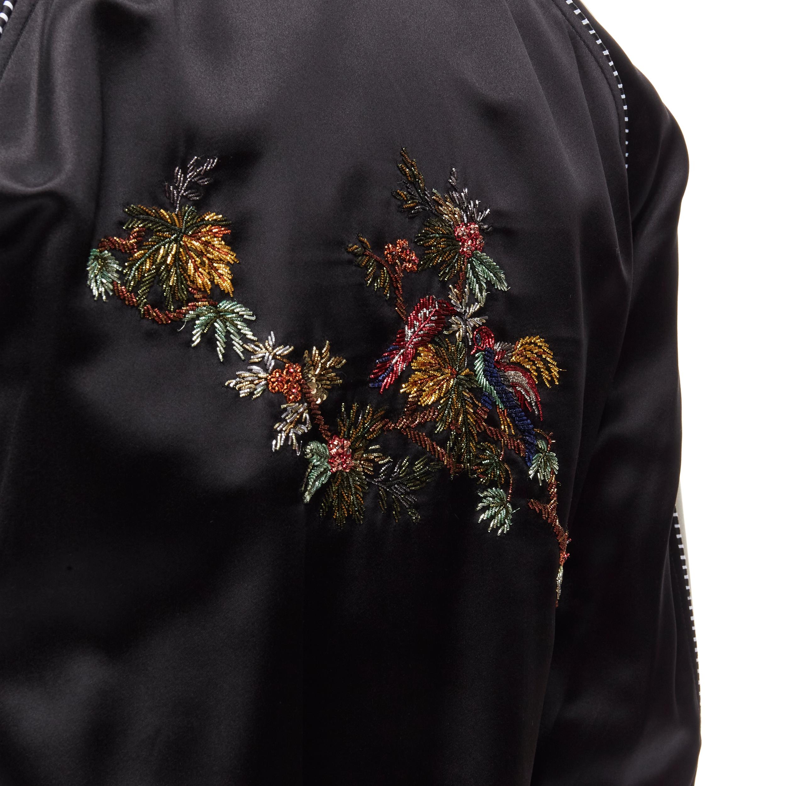 new SAINT LAURENT Teddy black metallic peacock embroidery varsity bomber EU46 S For Sale 2