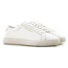 NEW Saint Laurent White Andy Leather Sneakers Size 40.5 EU 10.5 US