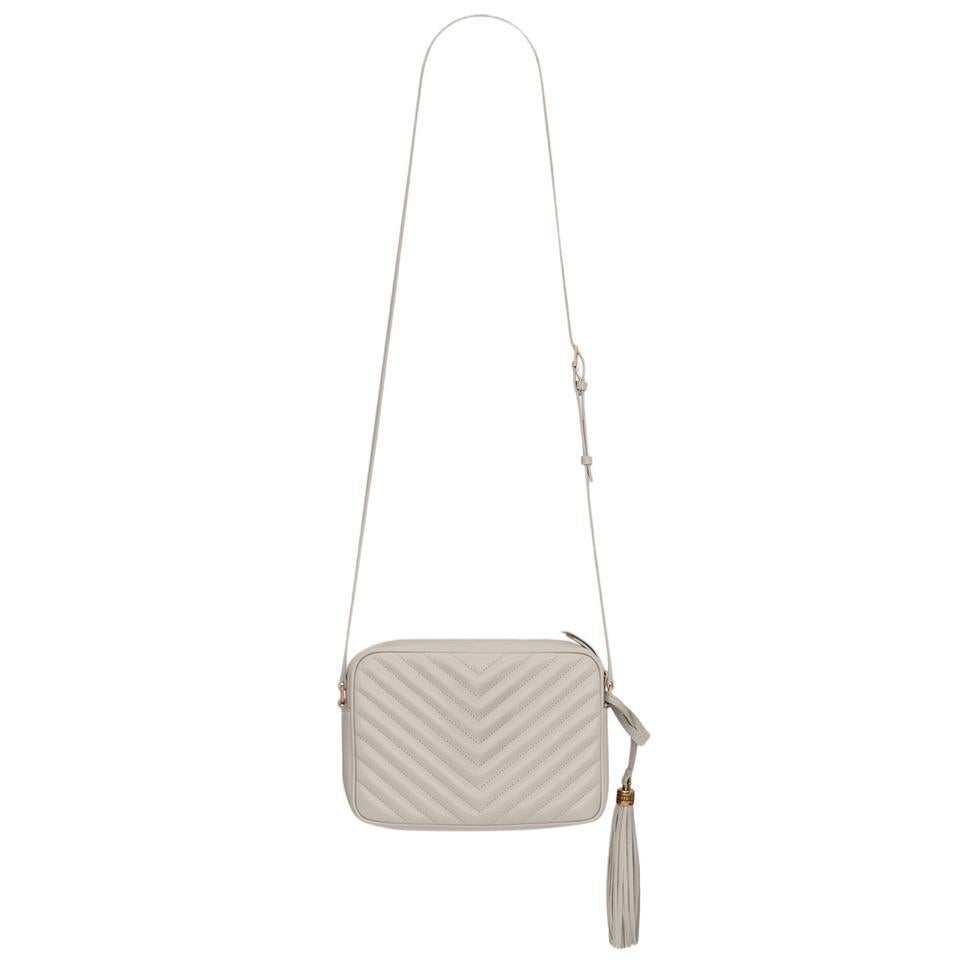 NEW Saint Laurent White Cream Quilted Leather Lou Crossbody Camera Shoulder Bag 2
