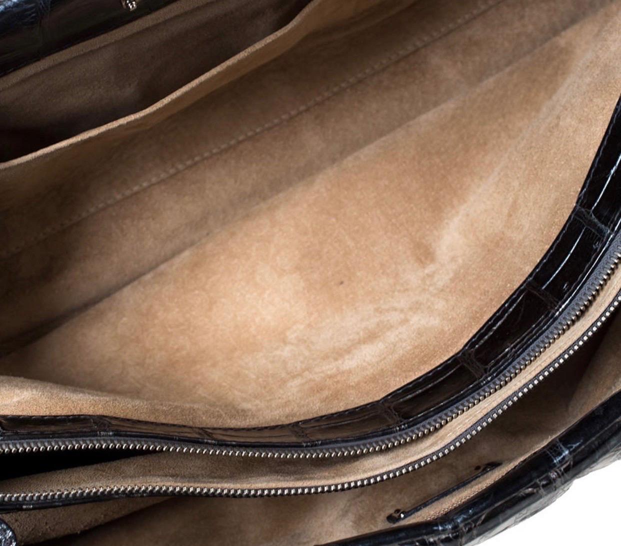 NUOVA Salvatore Ferragamo Borsa a tracolla in pelle di alligatore esotico Tote Top Handle Hand 5