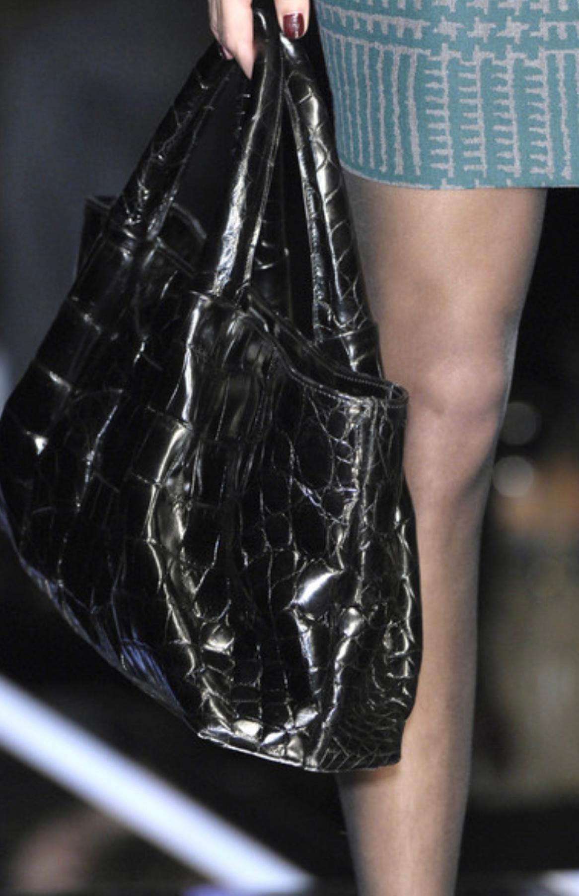 NUOVA Salvatore Ferragamo Borsa a tracolla in pelle di alligatore esotico Tote Top Handle Hand 8