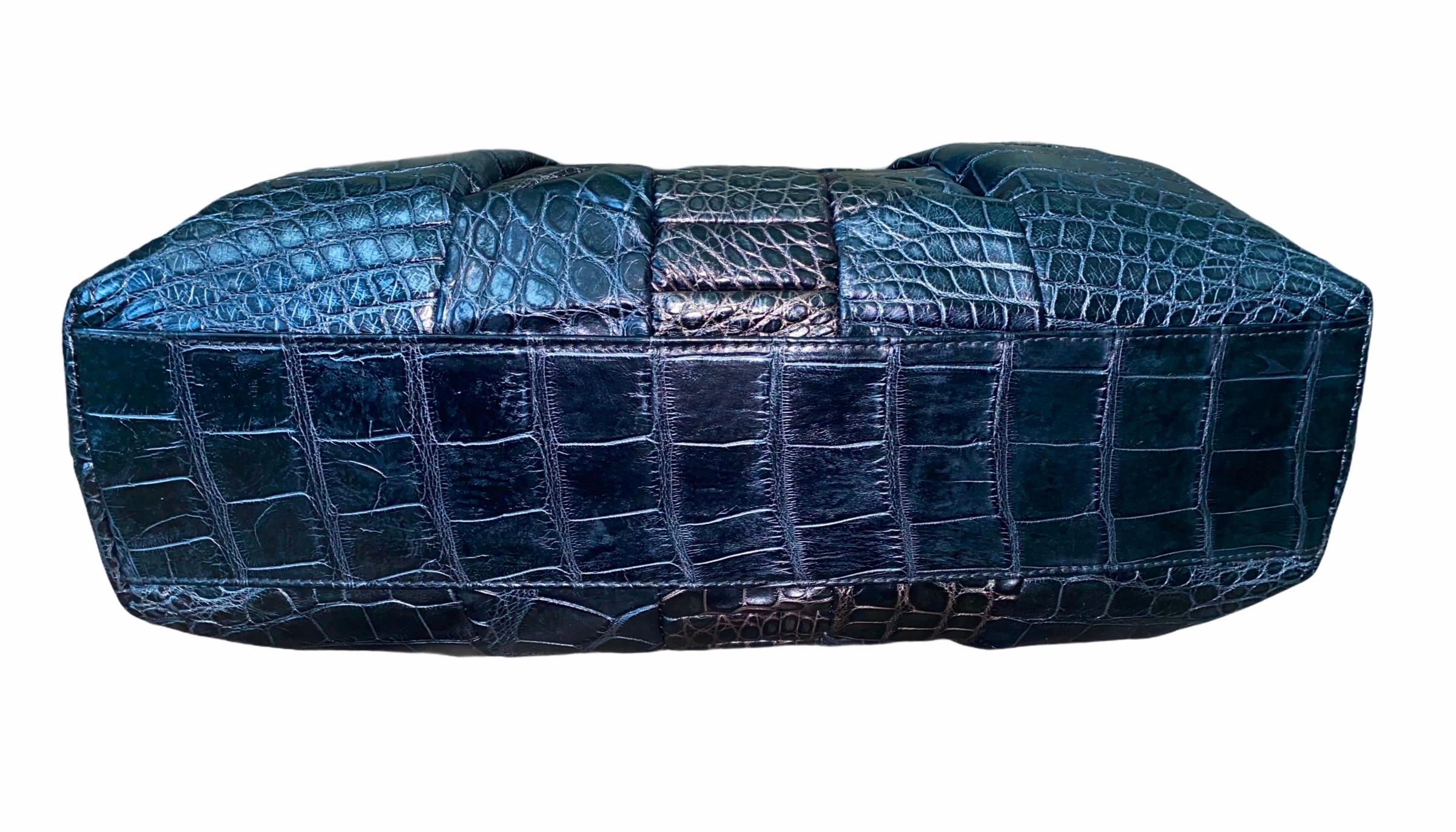 NUOVA Salvatore Ferragamo Borsa a tracolla in pelle di alligatore esotico Tote Top Handle Hand 1