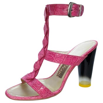 NEW Salvatore Ferragamo Exotic Crocodile Skin Artsy High Heel Sandals 8 US