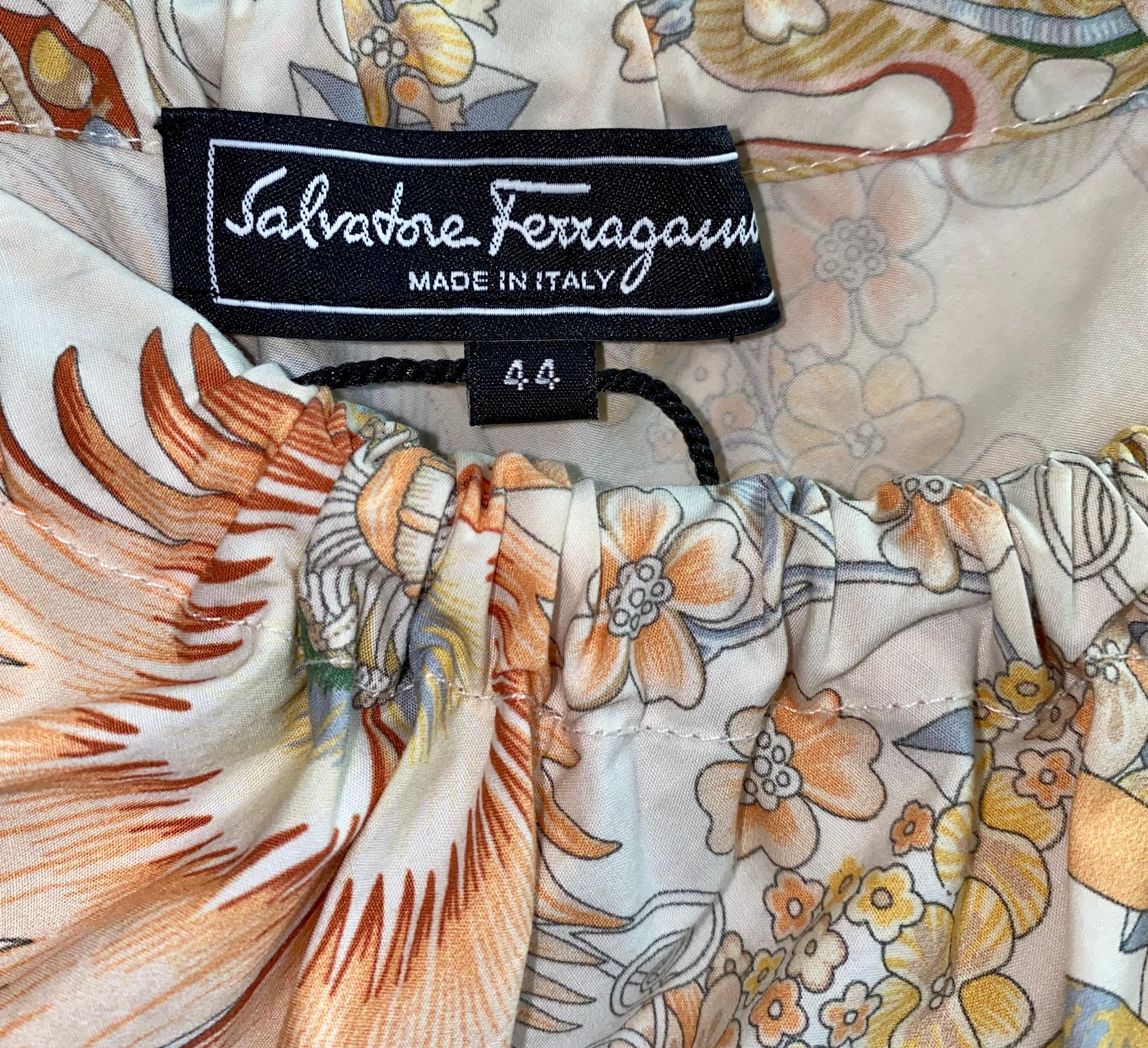 NEW Salvatore Ferragamo Floral Print Neckholder Bow Dress 44 For Sale 1