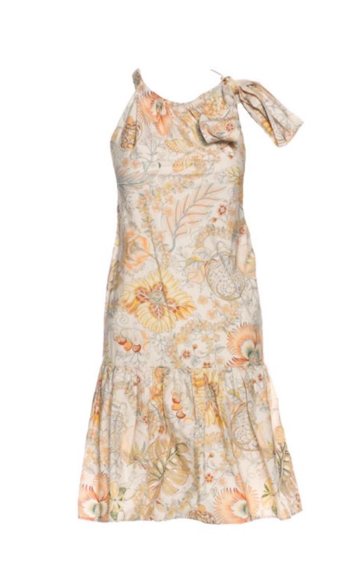 NEU Salvatore Ferragamo Kleid mit floralem Druck und Halsbandschleife 44 im Angebot 1