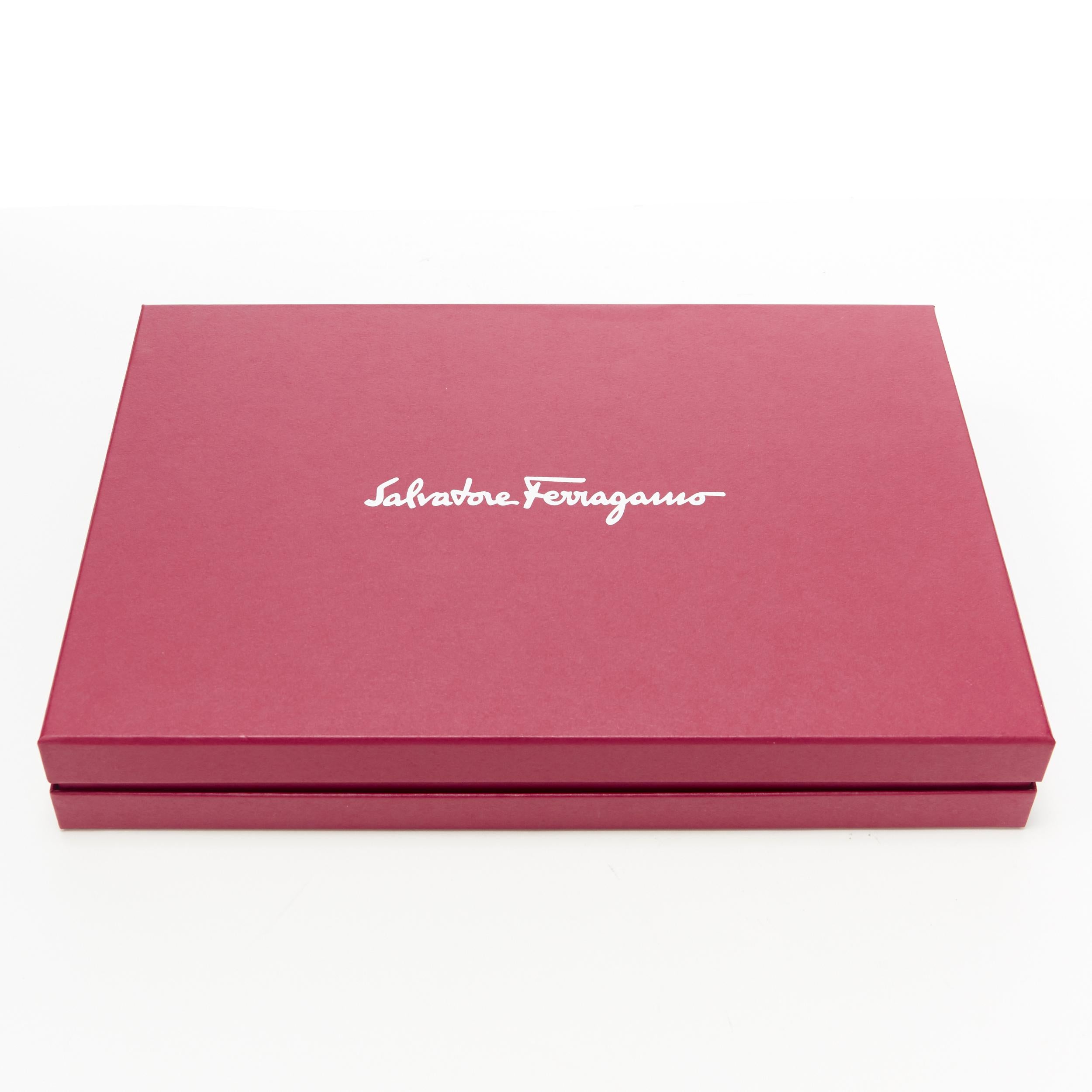 new SALVATORE FERRAGAMO grey blue trimmed perforated logo wristlet clutch bag 4